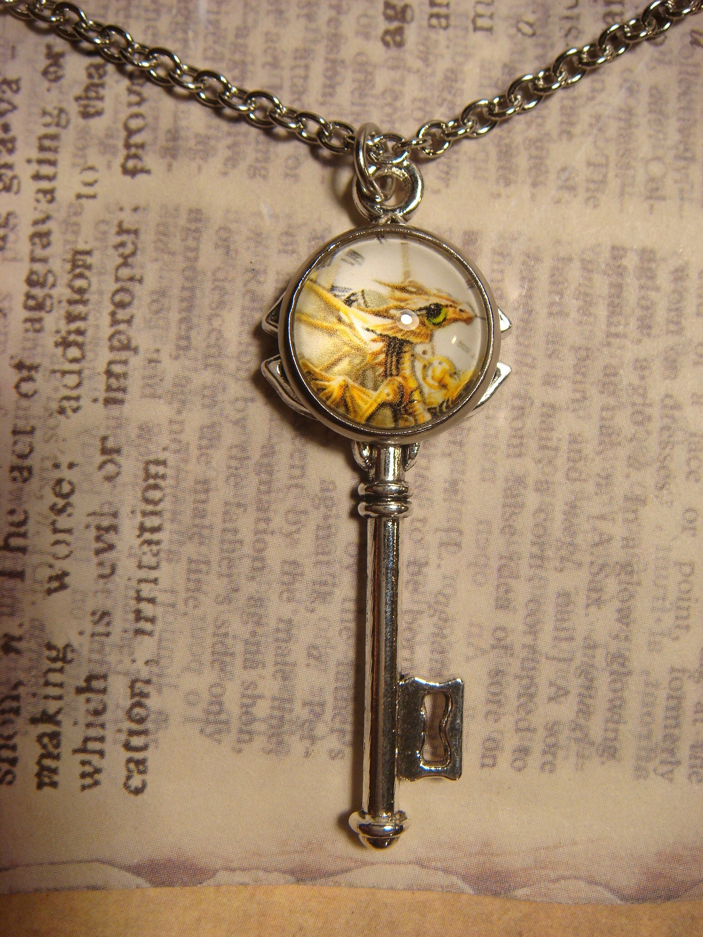 Steampunk Dragon Image Key Necklace