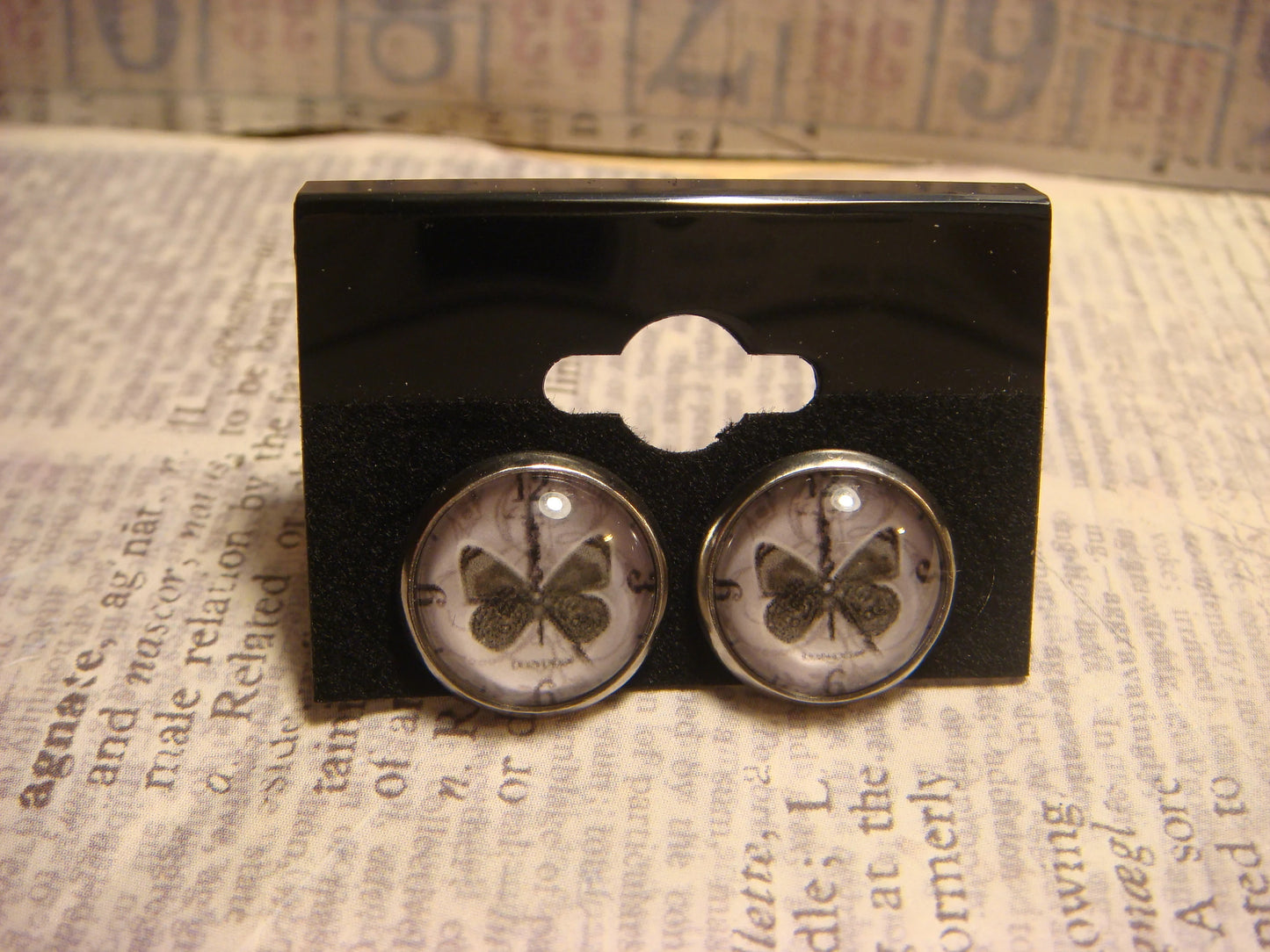 Butterfly Clock Image Stainless Steel Stud Earrings