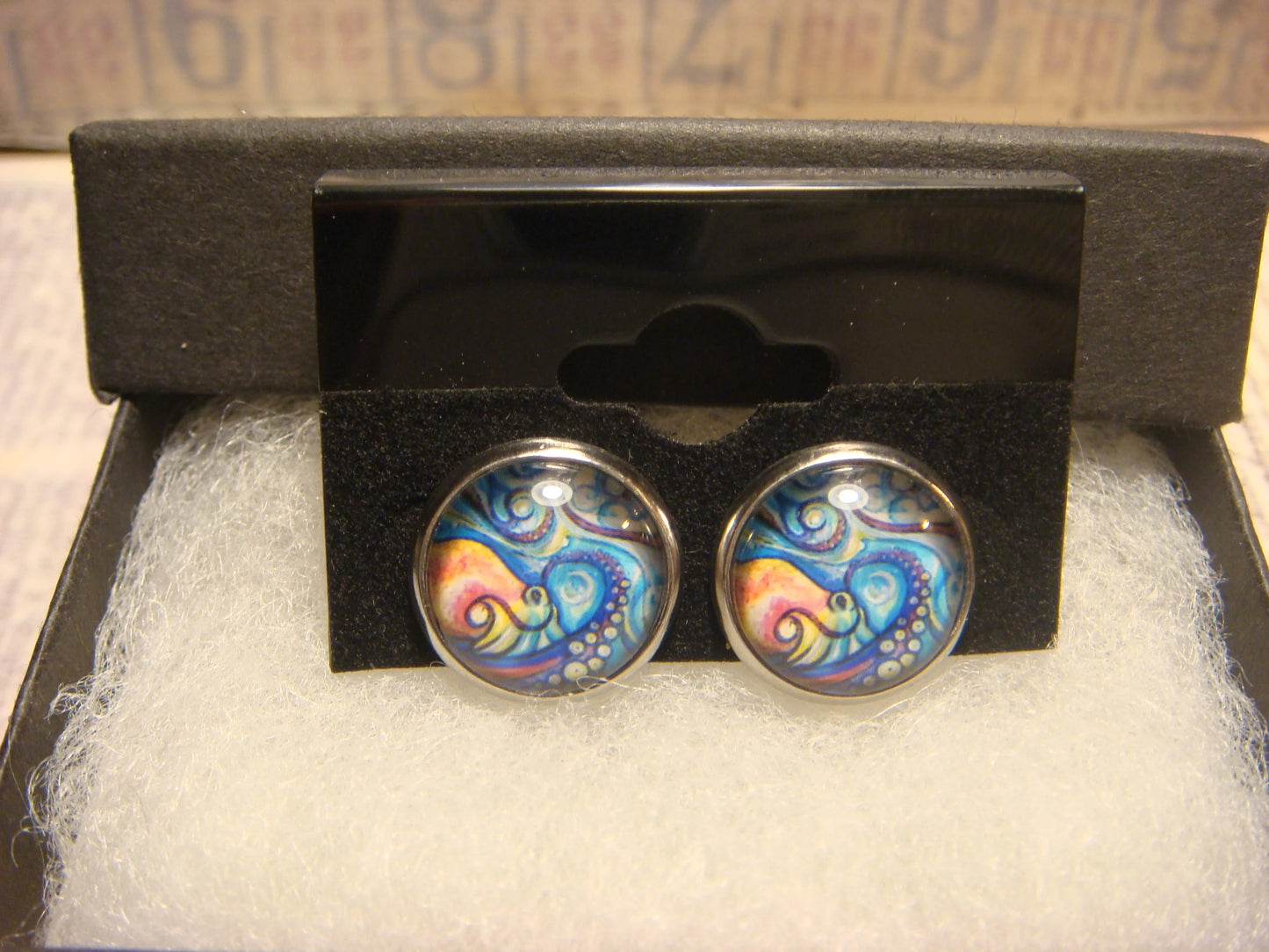 Octopus Swirl Image Stainless Steel Stud Earrings