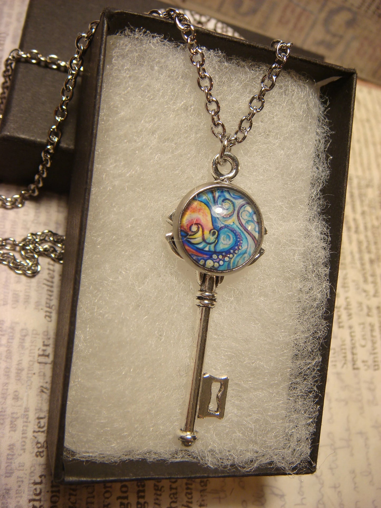 Octopus Swirl Image Key Necklace