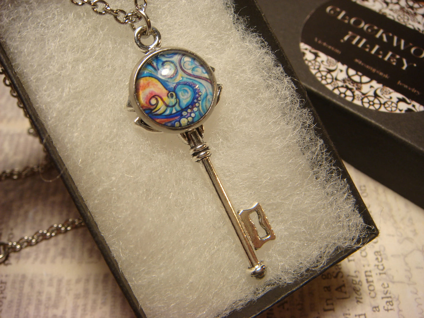 Octopus Swirl Image Key Necklace