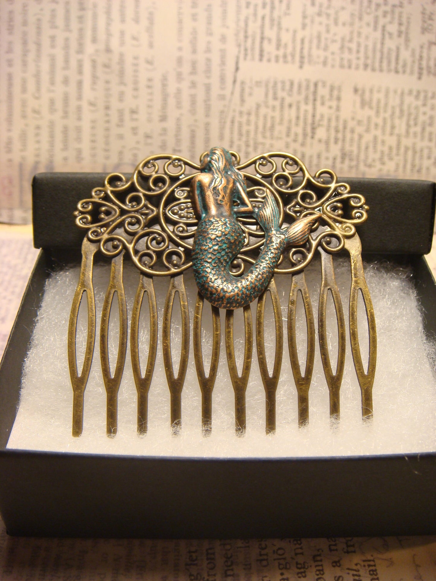 Mermaid Hair Comb in Antique Bronze - Patina