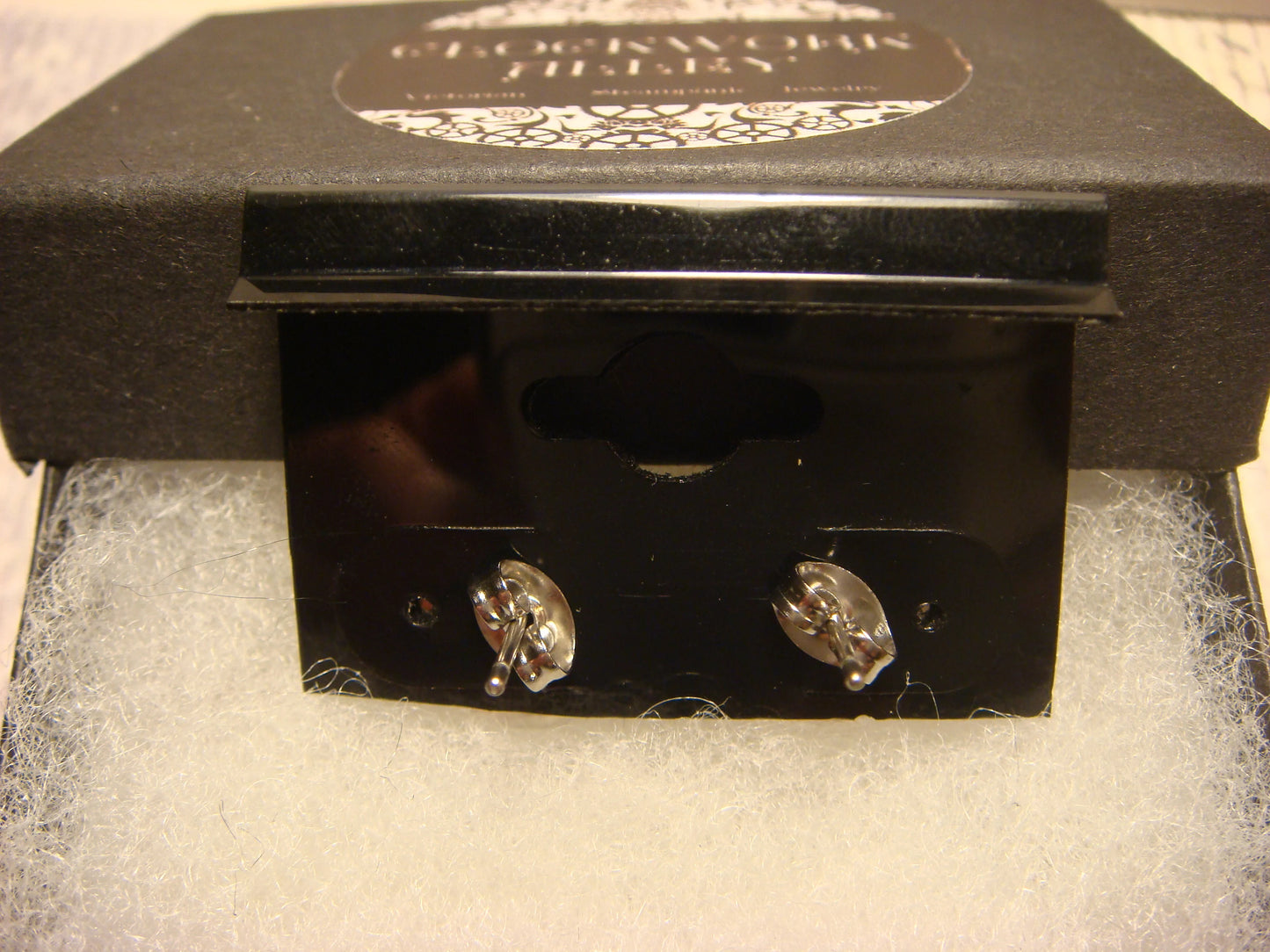 Moon with Bat Image Stainless Steel Stud Earrings