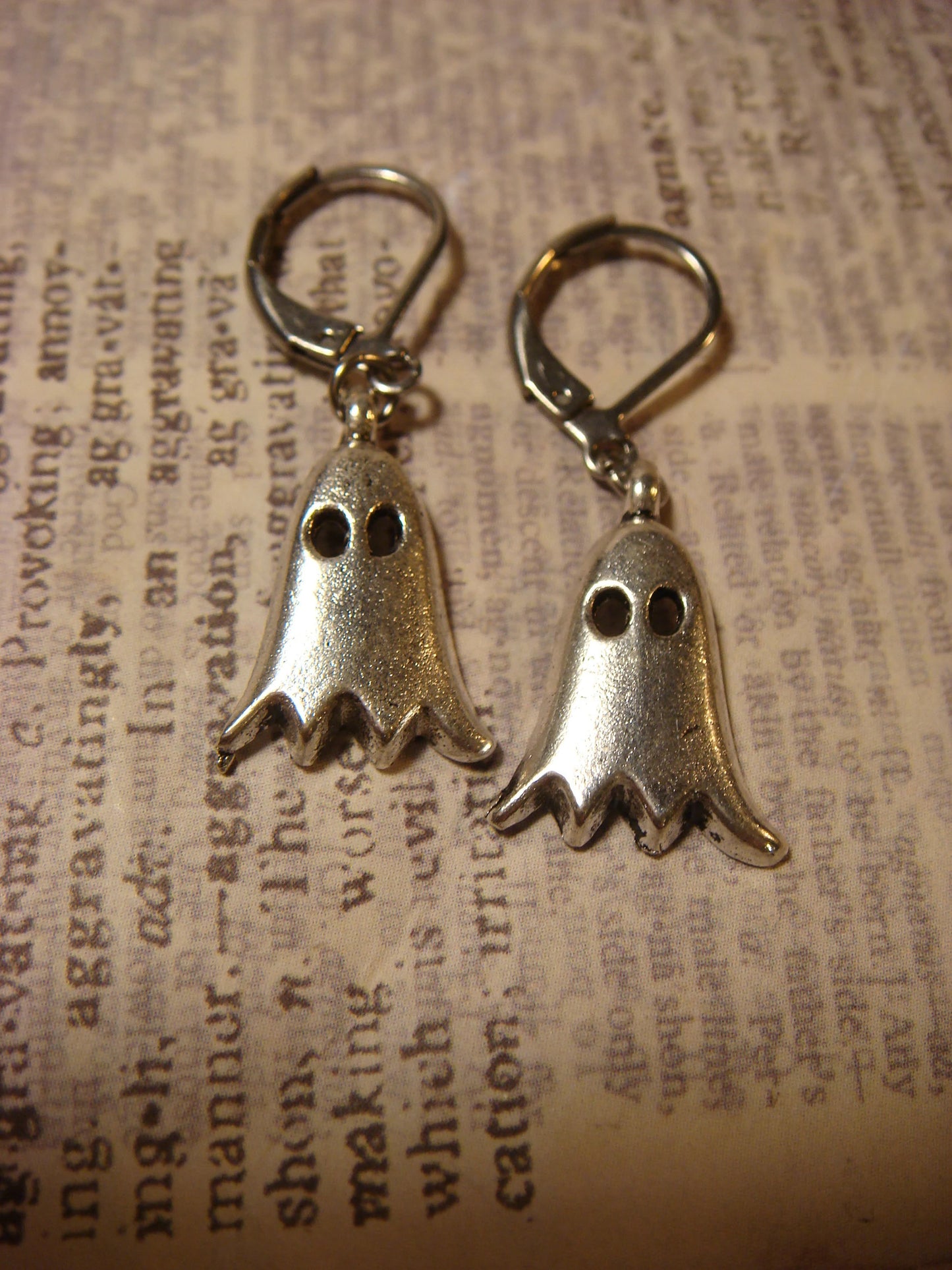 Ghost Dangle Earrings in Antique Silver