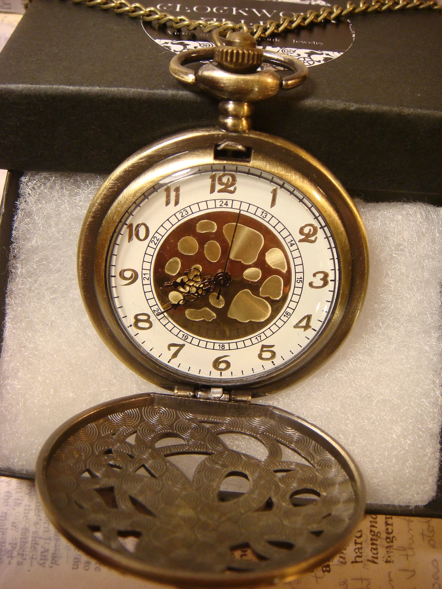 Working Octopus Pocket Watch Necklace in Antique Bronze