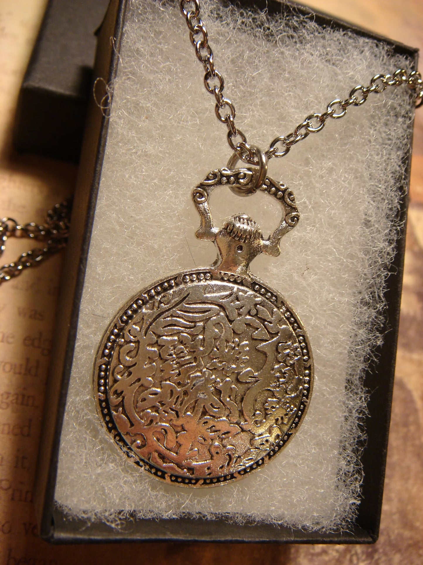 Turtle over Victorian Clock Pocket Watch Pendant Necklace