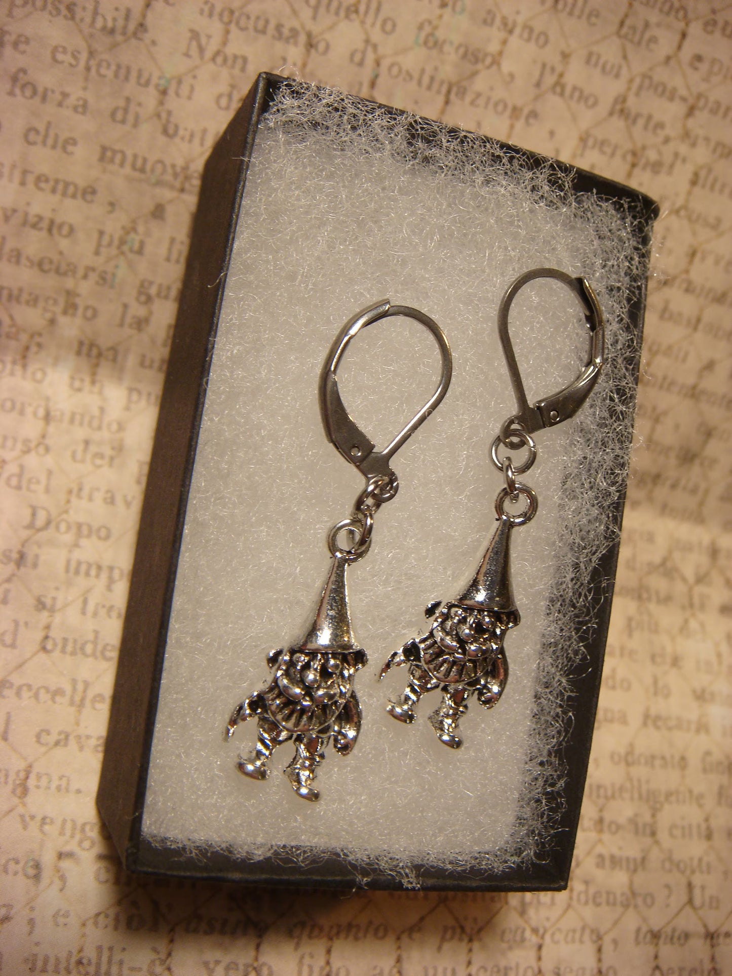 Gnome Dangle Earrings in Antique Silver