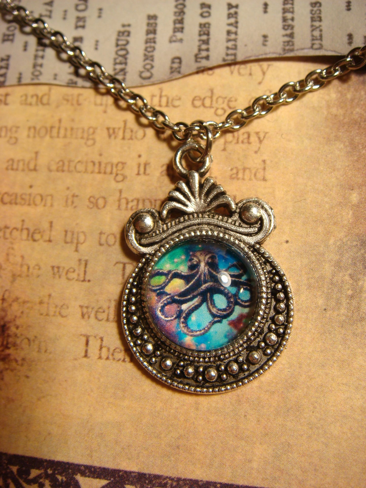 Octopus Galaxy Image Small Ornate Necklace