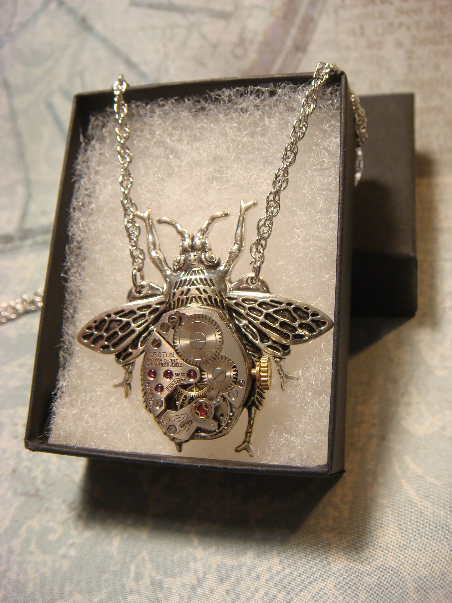 Steampunk Bee Watch Movement Necklace