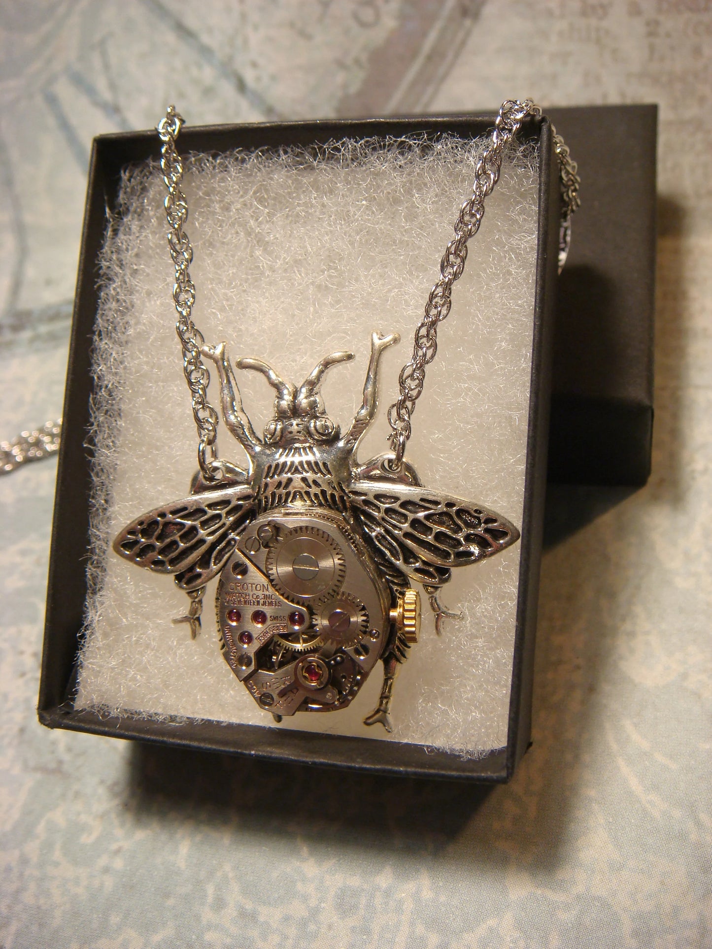 Steampunk Bee Watch Movement Necklace