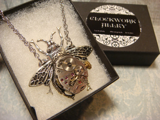 Steampunk Bee Watch Movement Necklace