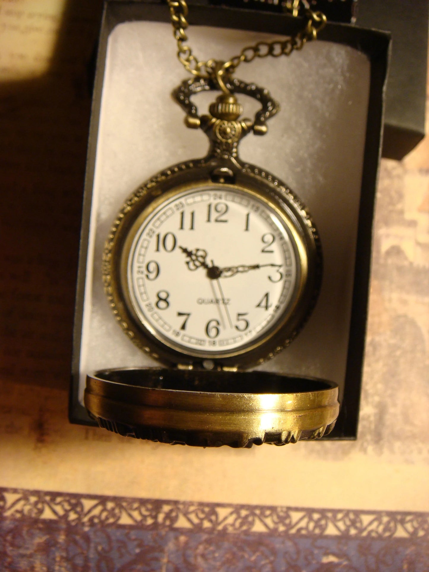 Working Tree Pocket Watch Necklace in Antique Bronze