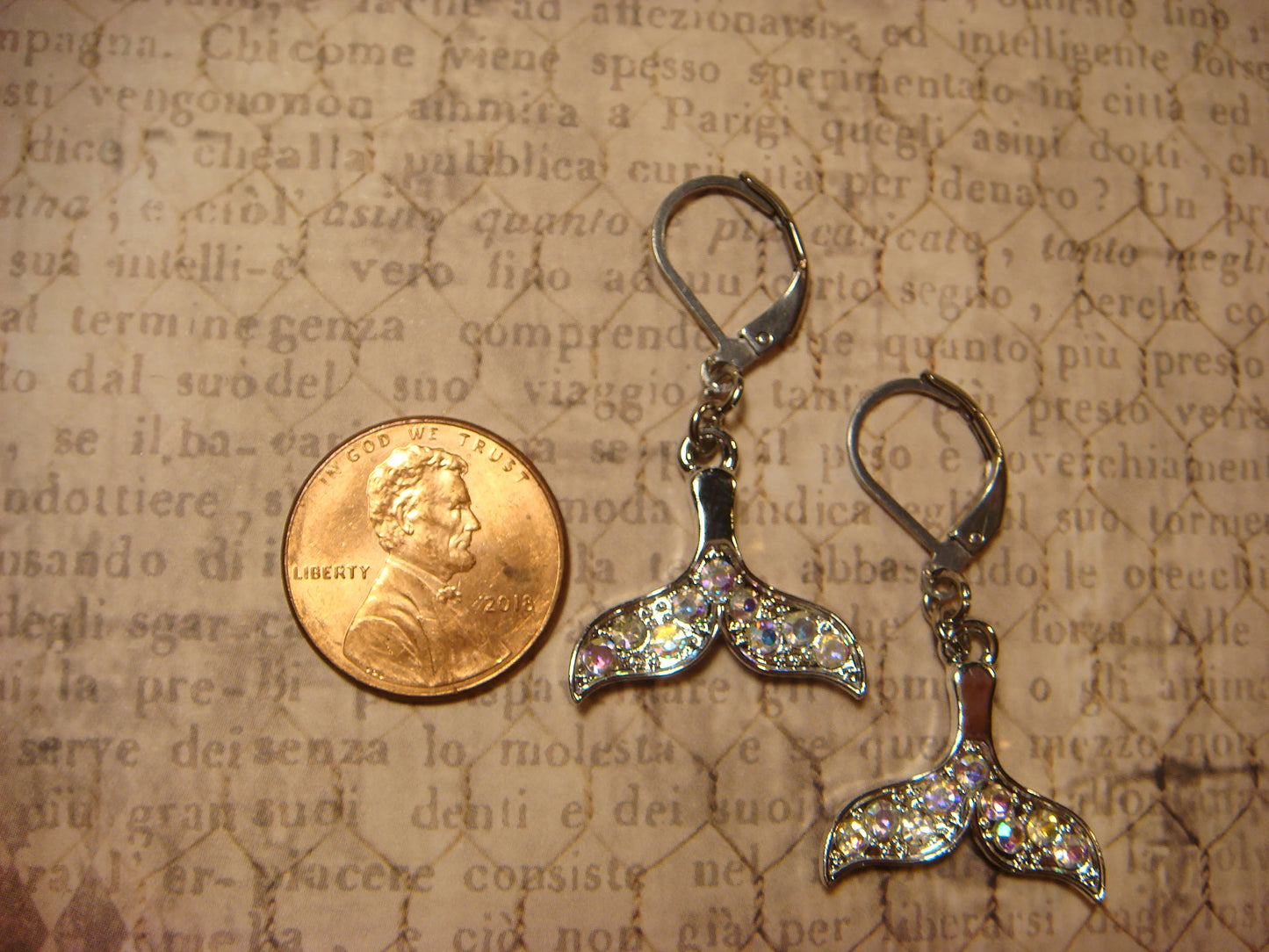 Mermaid Tail Dangle Earrings in Antique Silver