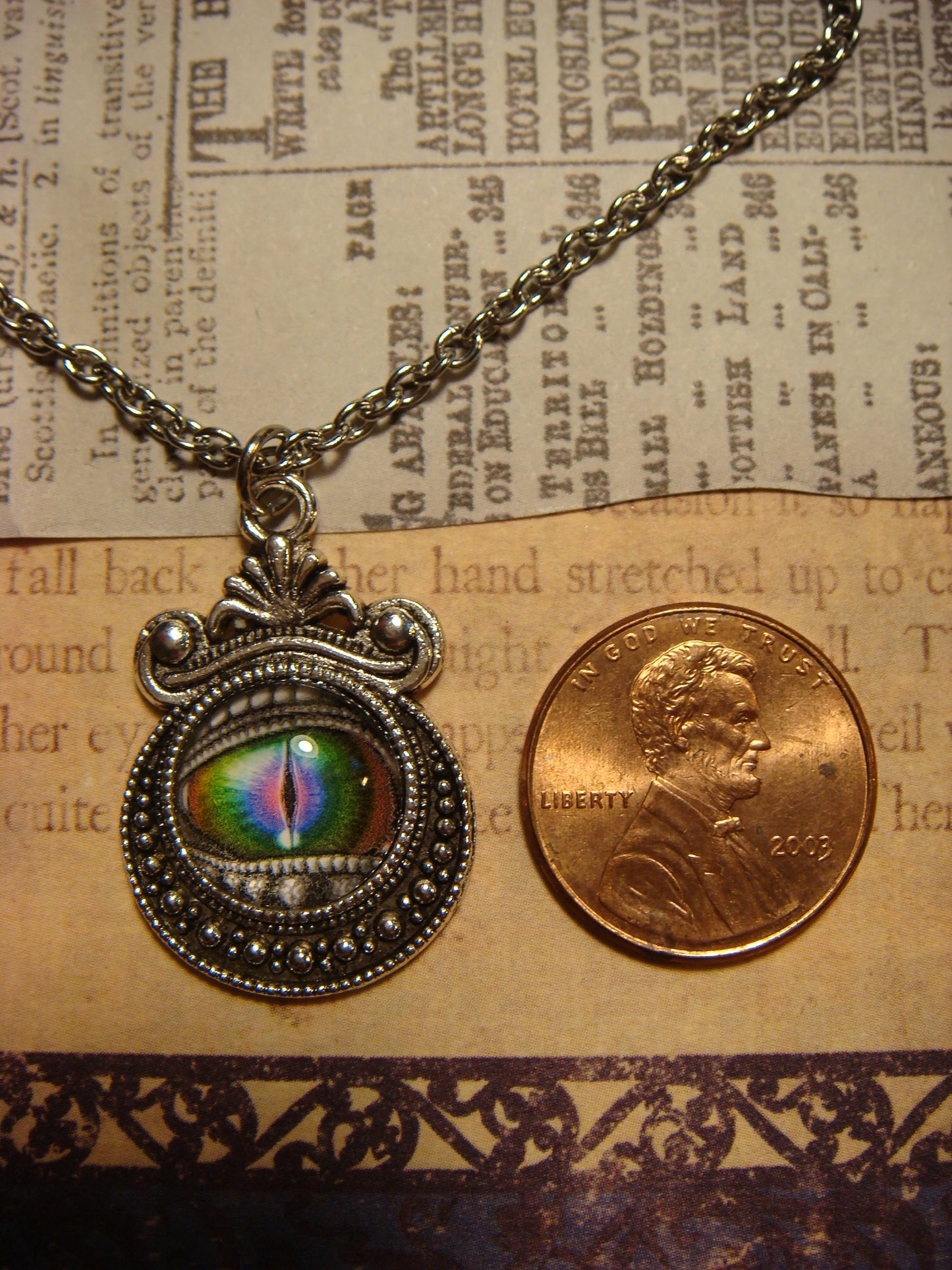 Dragon Eye Image Small Ornate Necklace