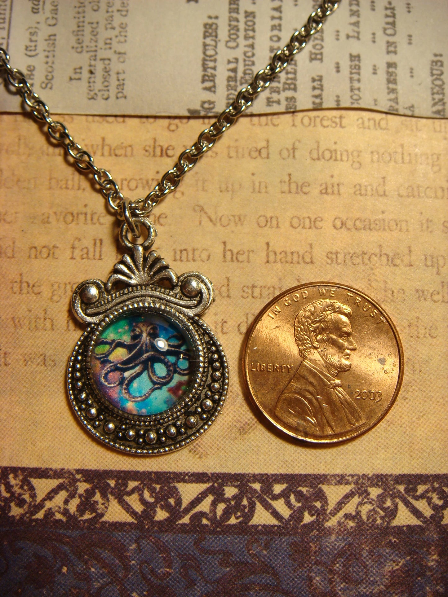 Octopus Galaxy Image Small Ornate Necklace