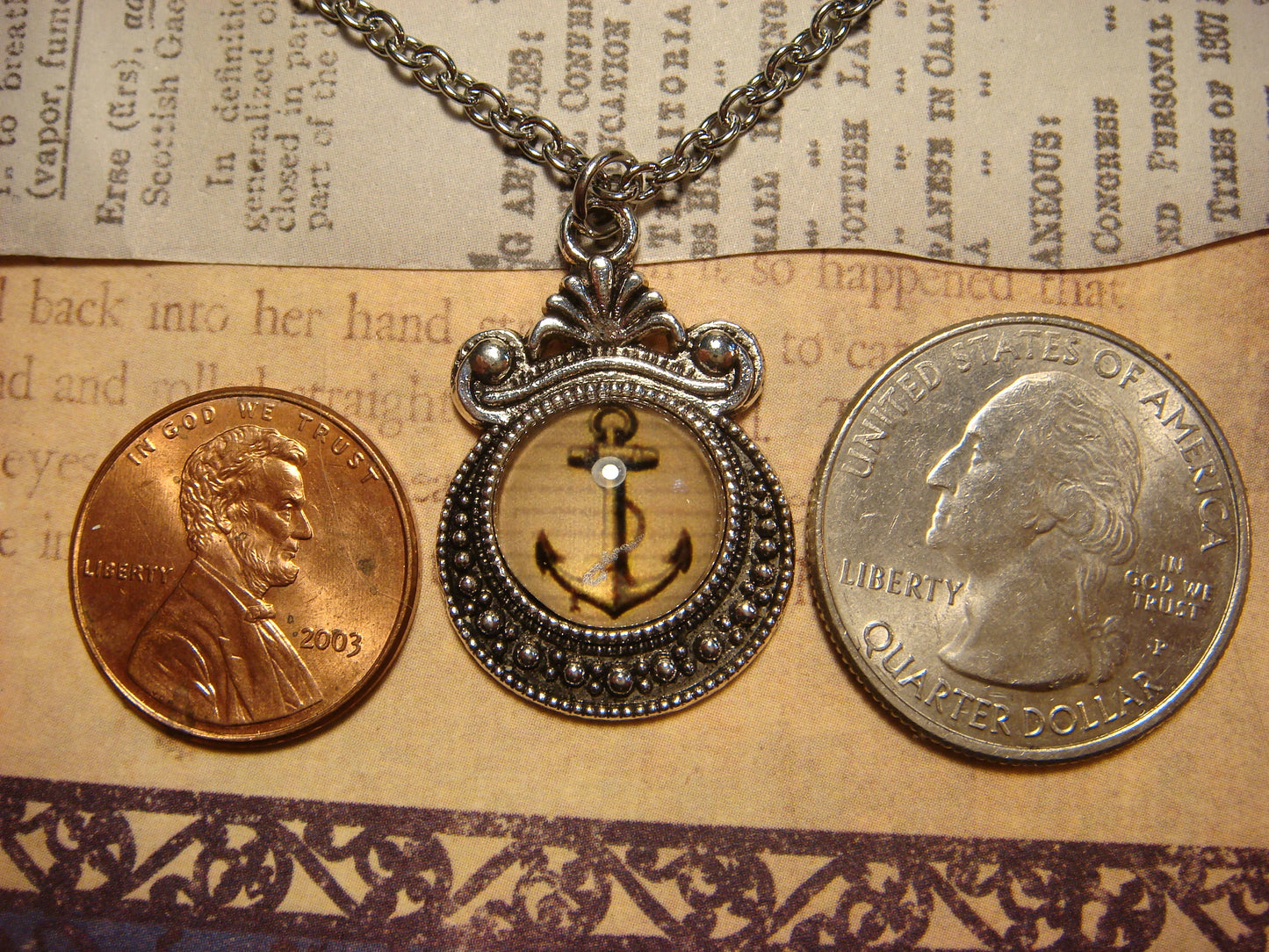 Anchor Image Small Ornate Necklace