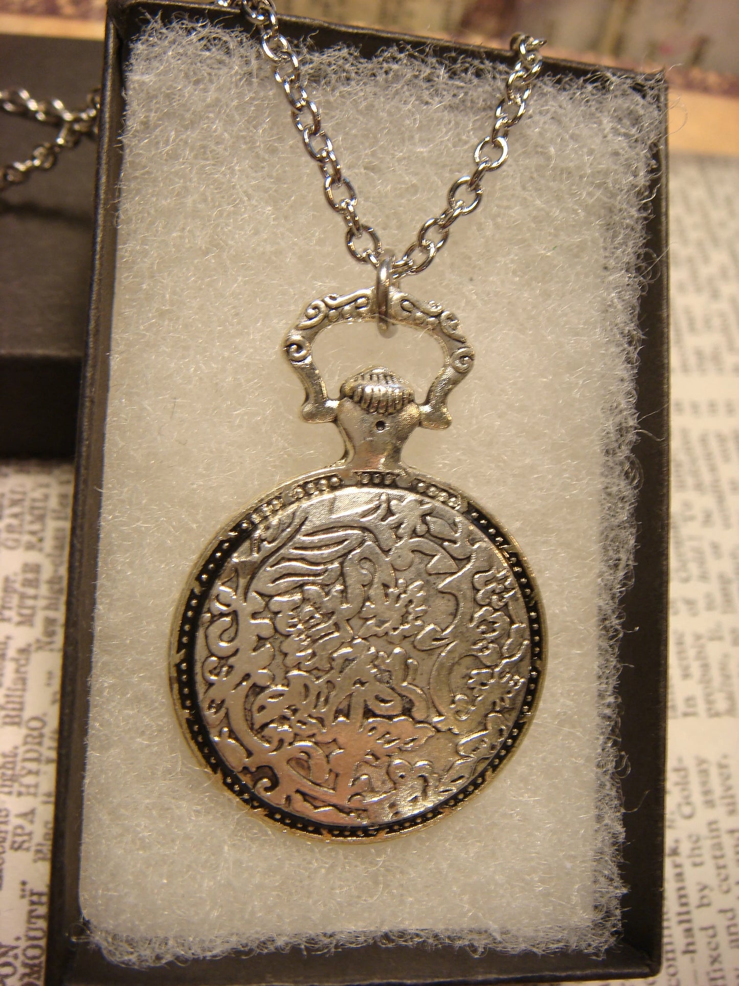 Tree Heart over Victorian Clock Pocket Watch Pendant Necklace
