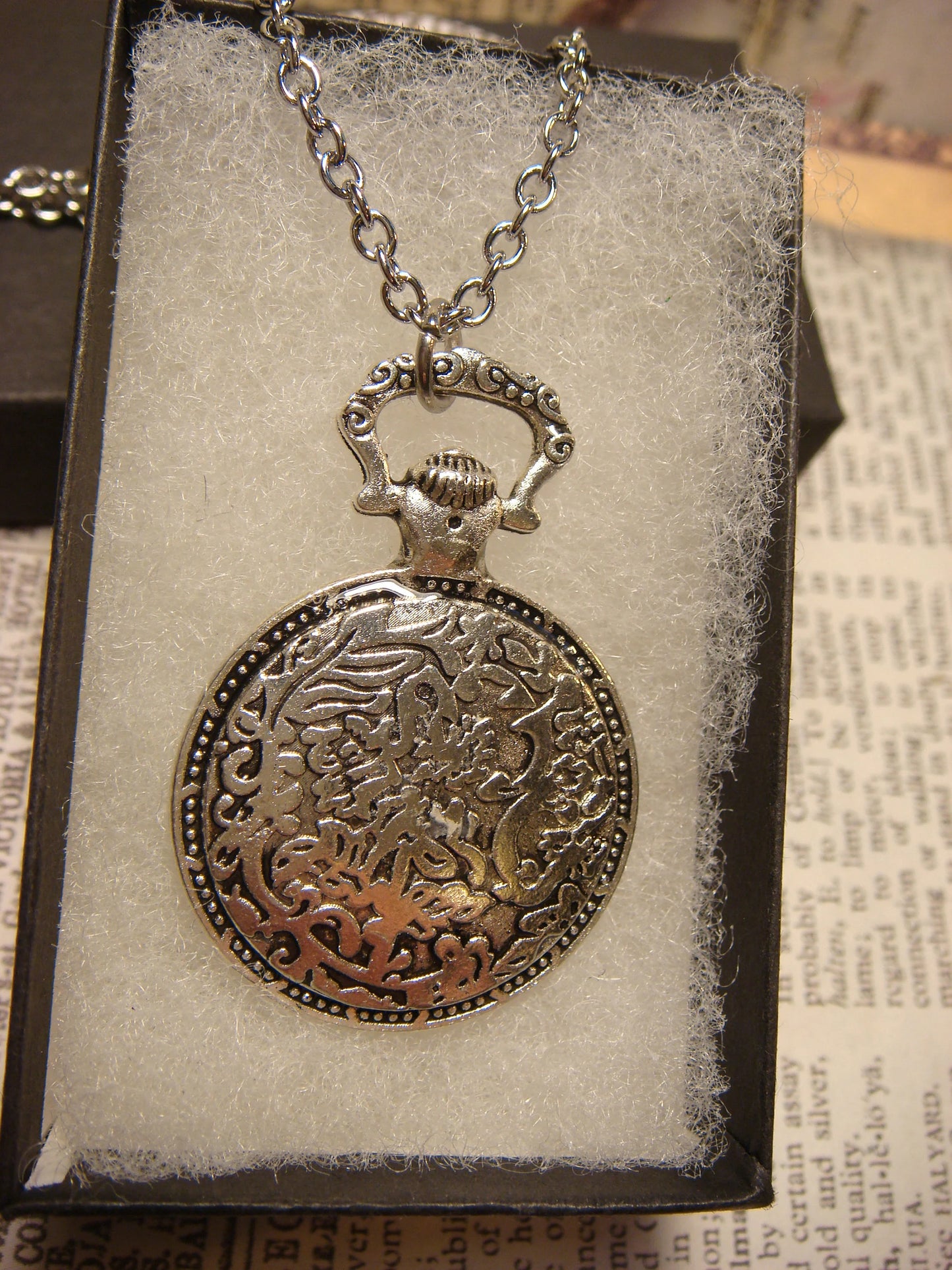 Anchor over Clock Pocket Watch Pendant Necklace