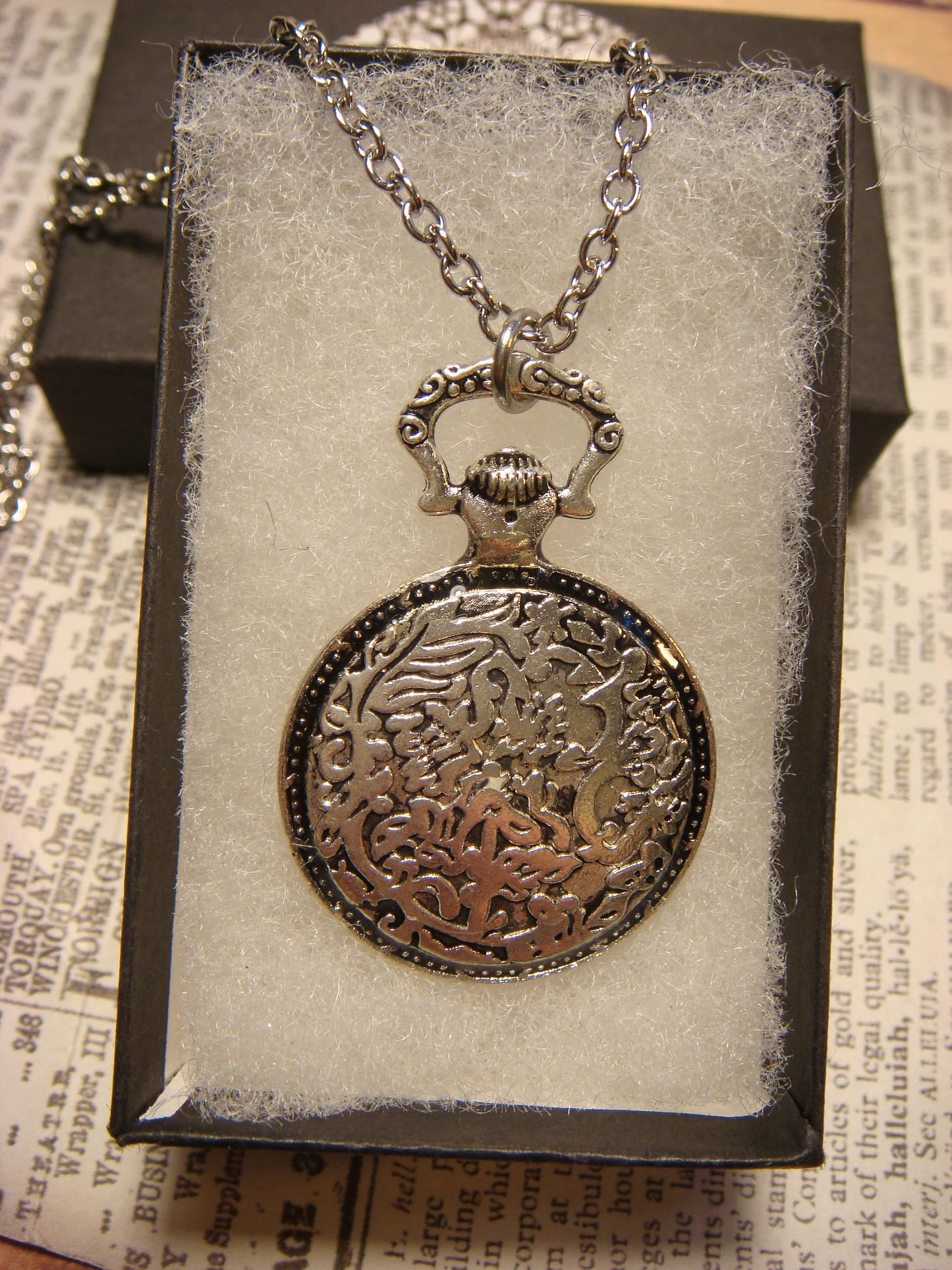 Treble Clef over Compass Rose Pocket Watch Pendant Necklace