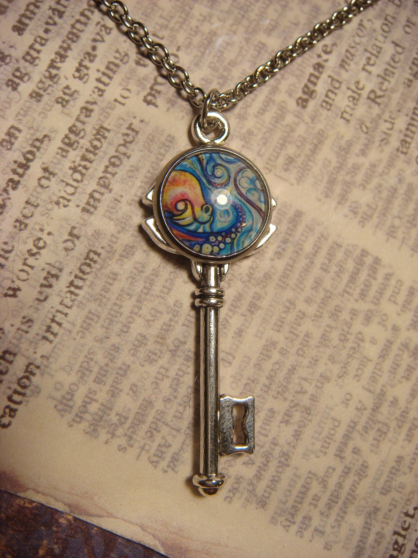 Octopus Swirl Image Key Necklace