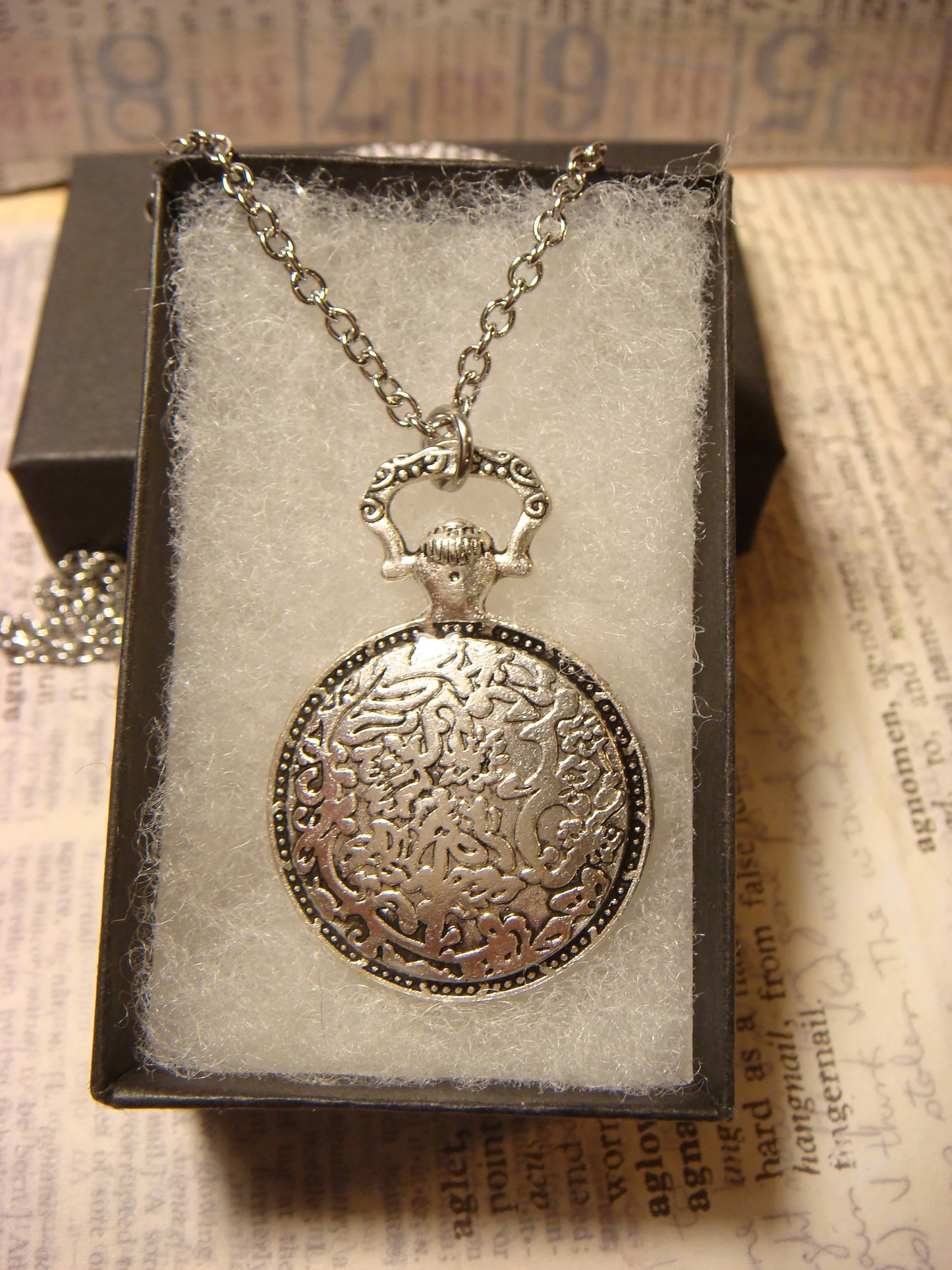Moon Star and Gears Pocket Watch Pendant Necklace