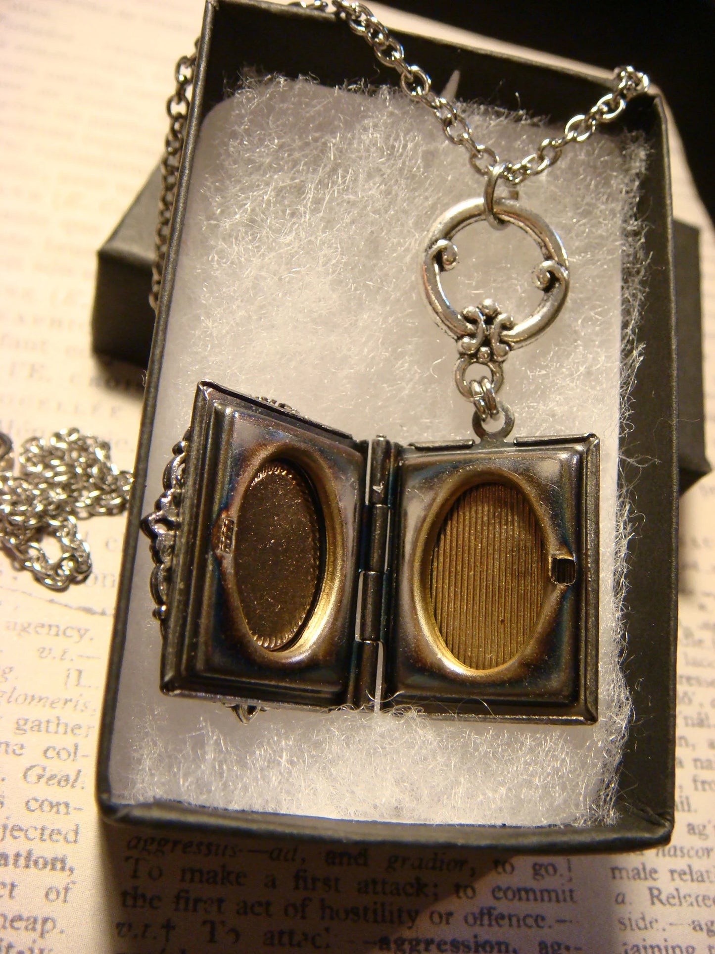Mermaid Sparkle Ornate Book Locket Necklace