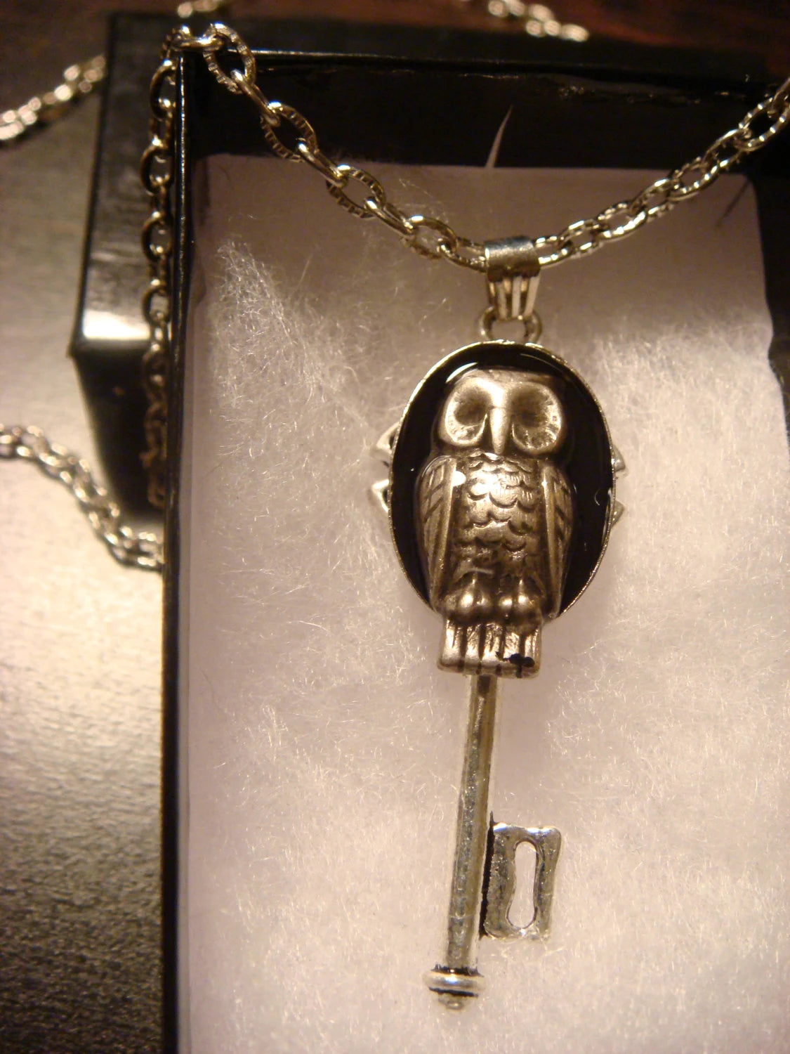 Owl Key Necklace - Black