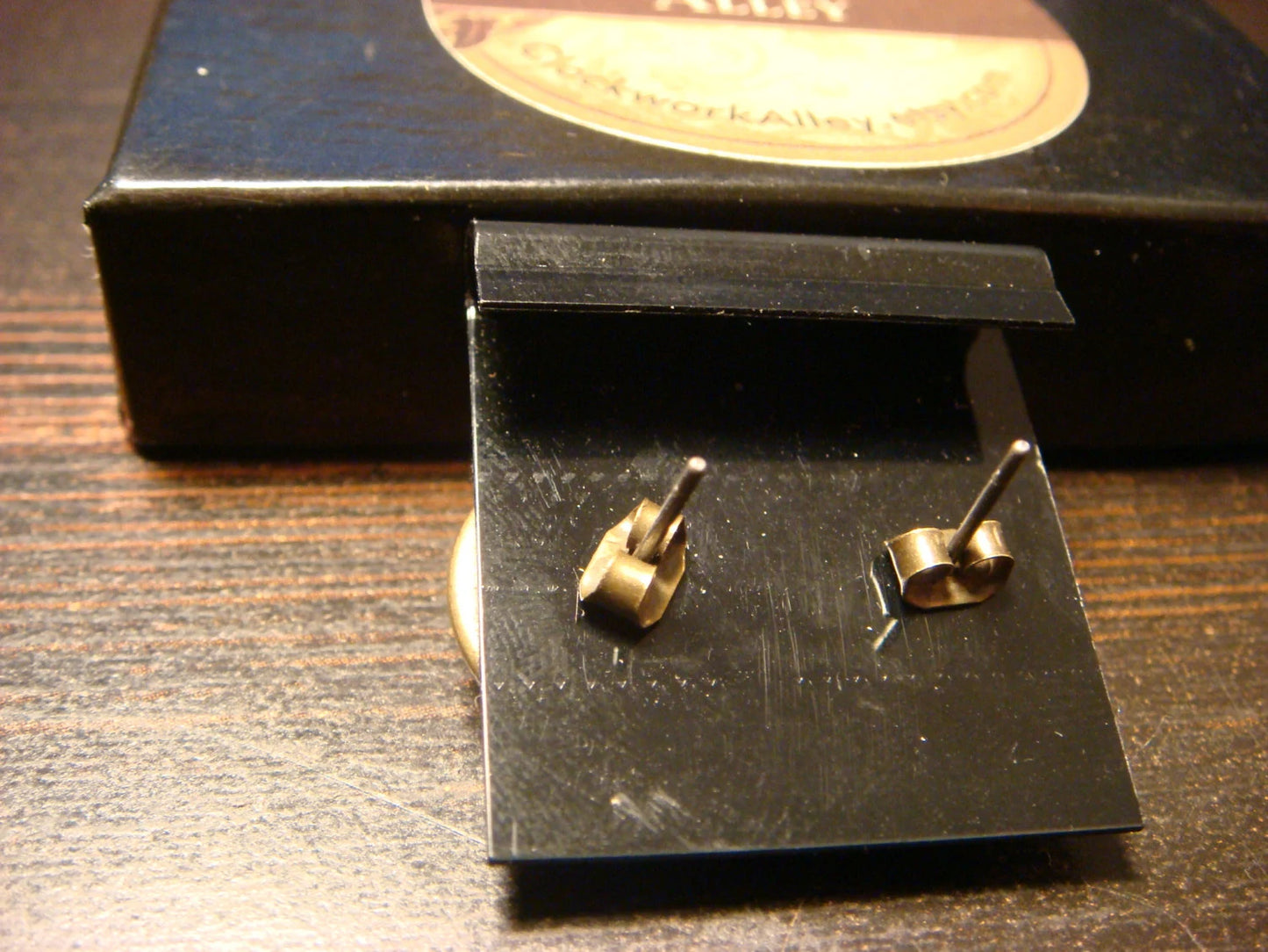 Octopus Image Antique Bronze Stud Earrings