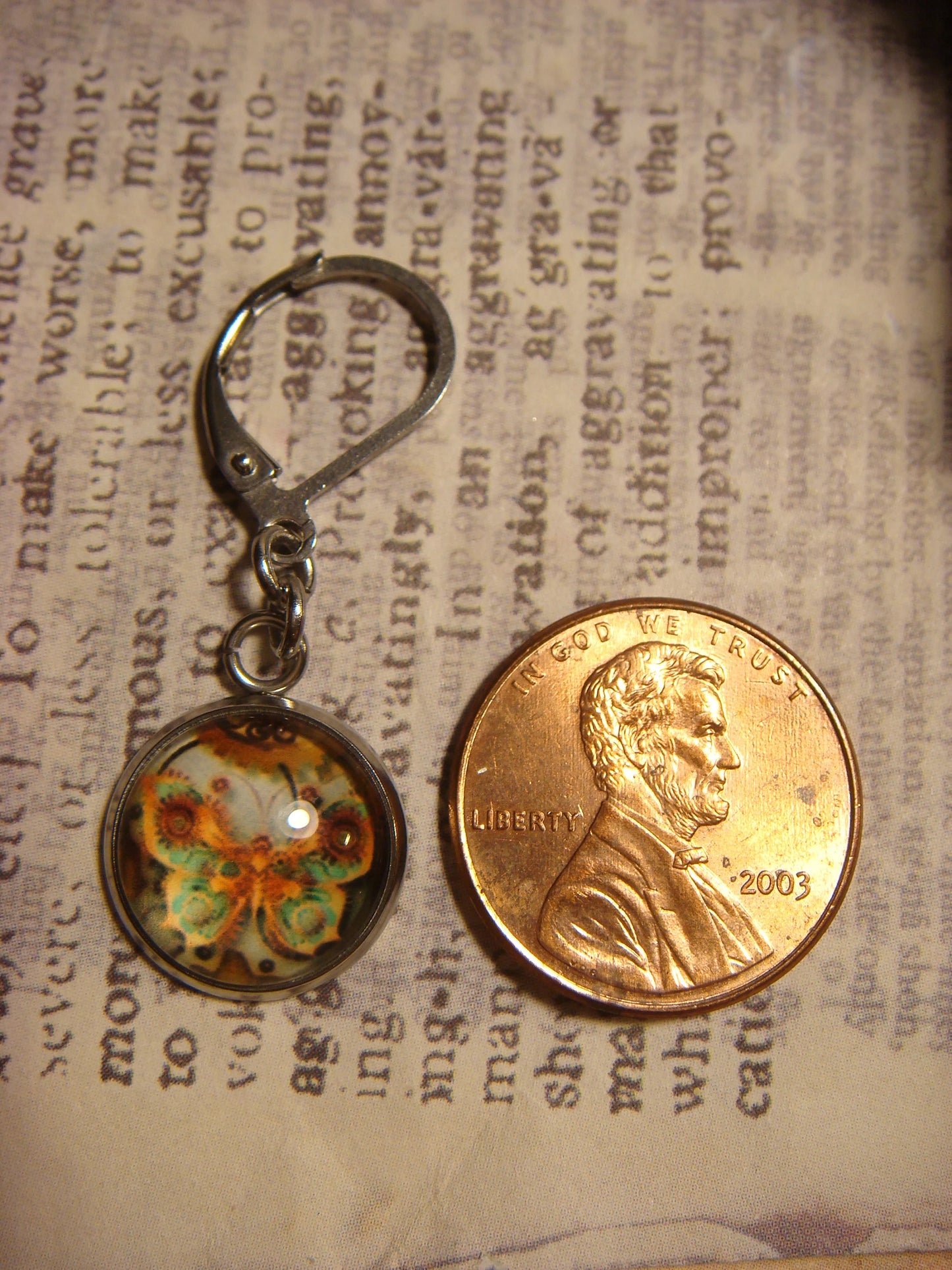 Butterfly Image Stainless Steel Dangle Earrings