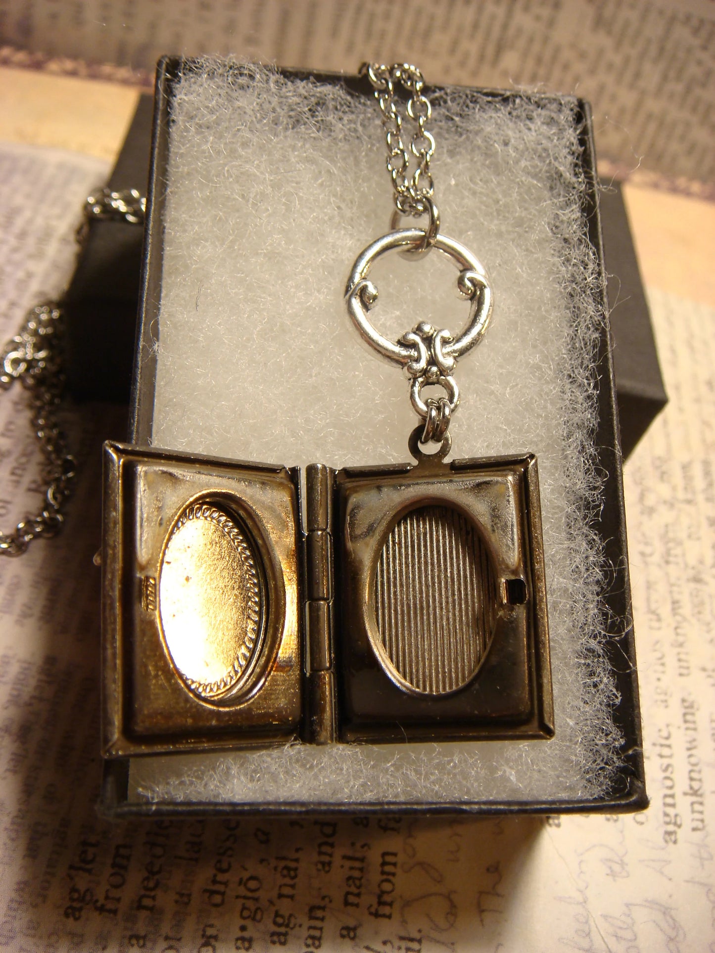 Moon Face Book Locket Necklace