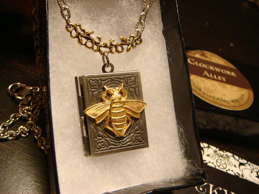 Bee Book Locket Necklace