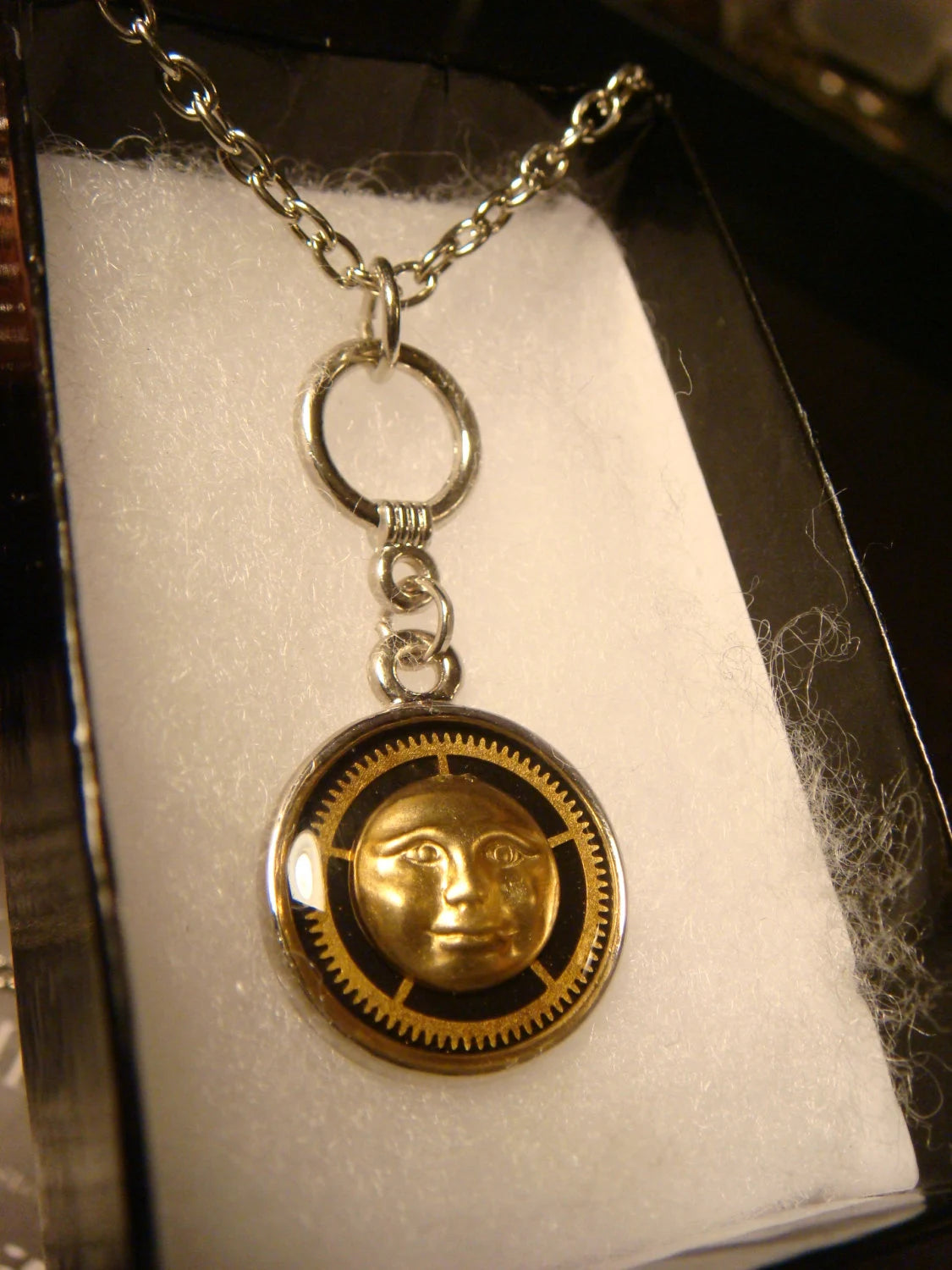 Moon Face and Gear Necklace