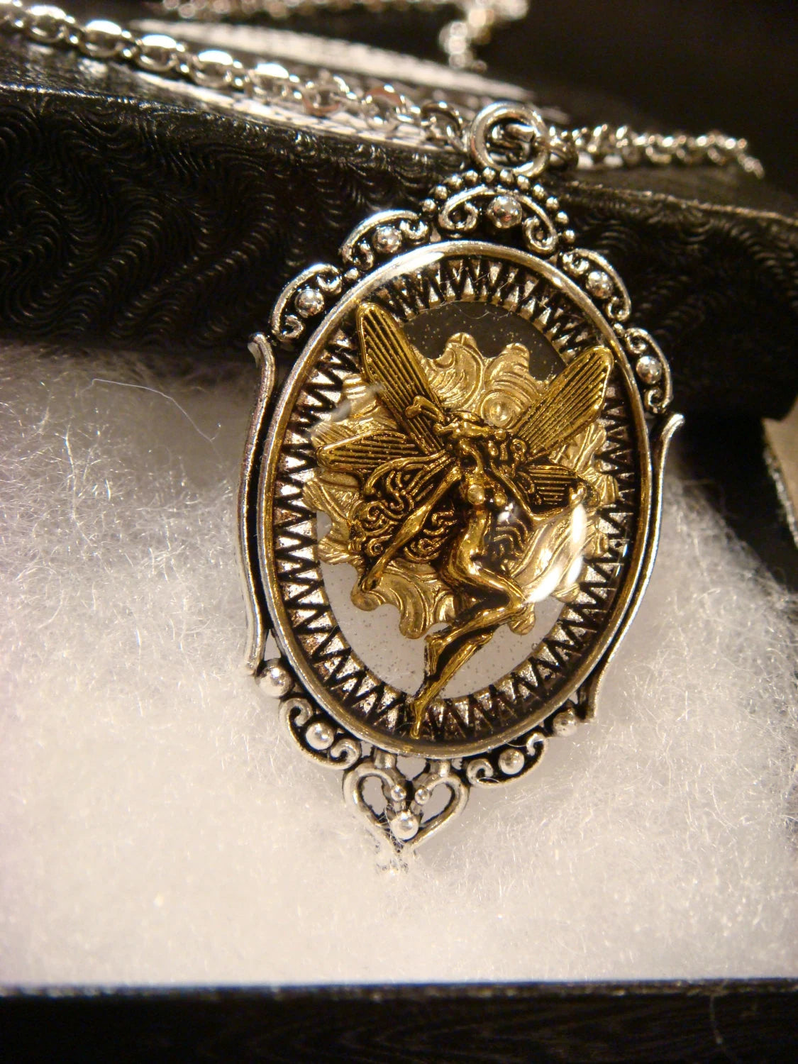 Fairy with Gear in See-thru Ornate Necklace