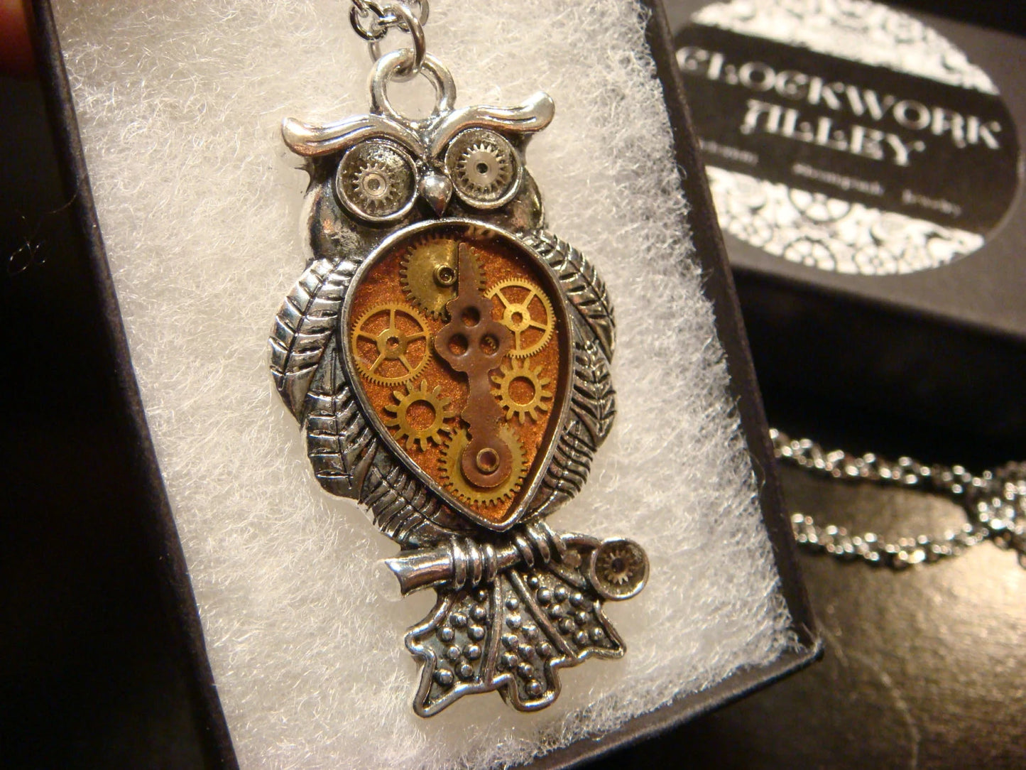 Steampunk Owl with Gears Necklace