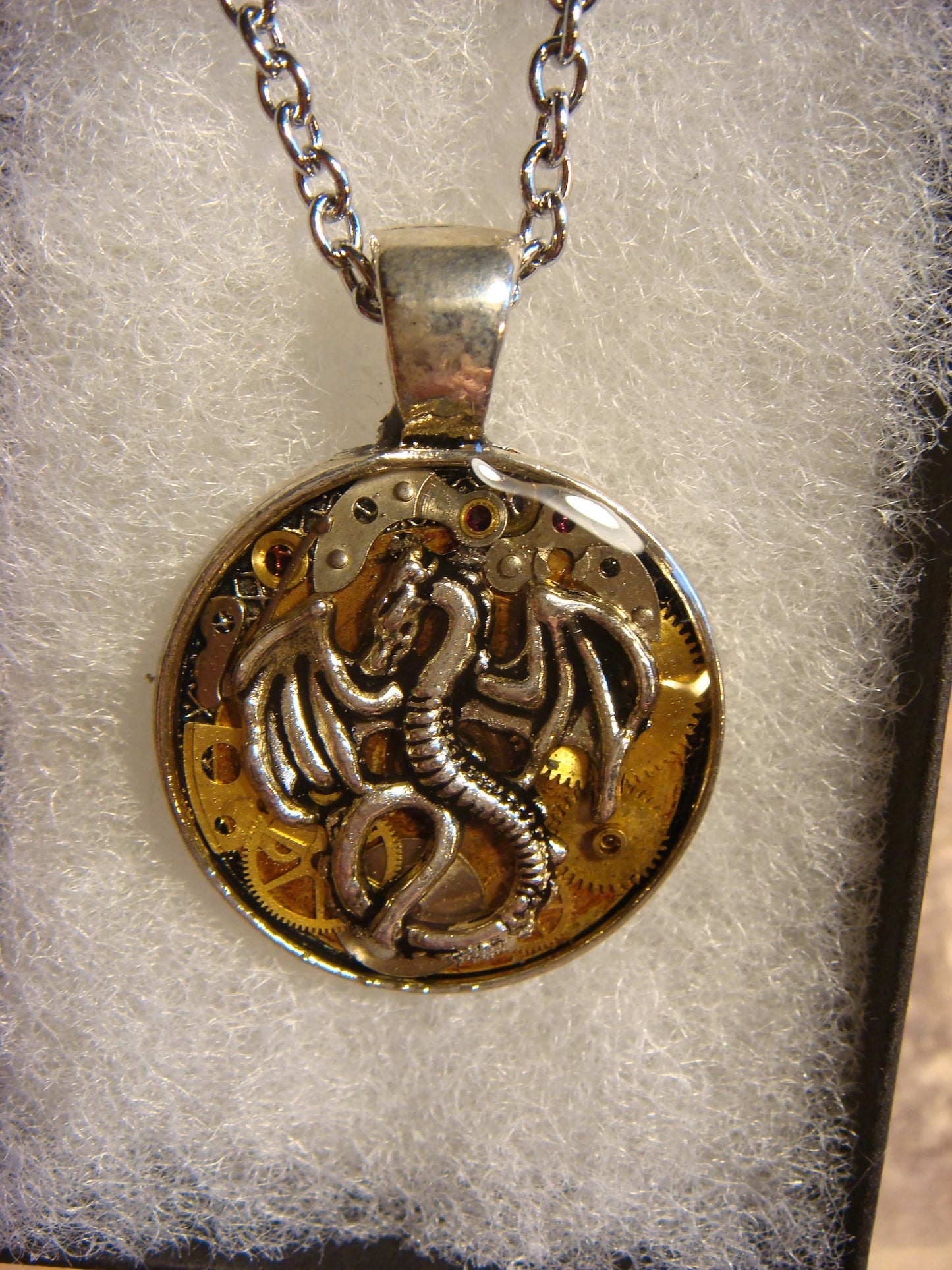 Clockwork Dragon with Watch Parts Small Pendant Necklace