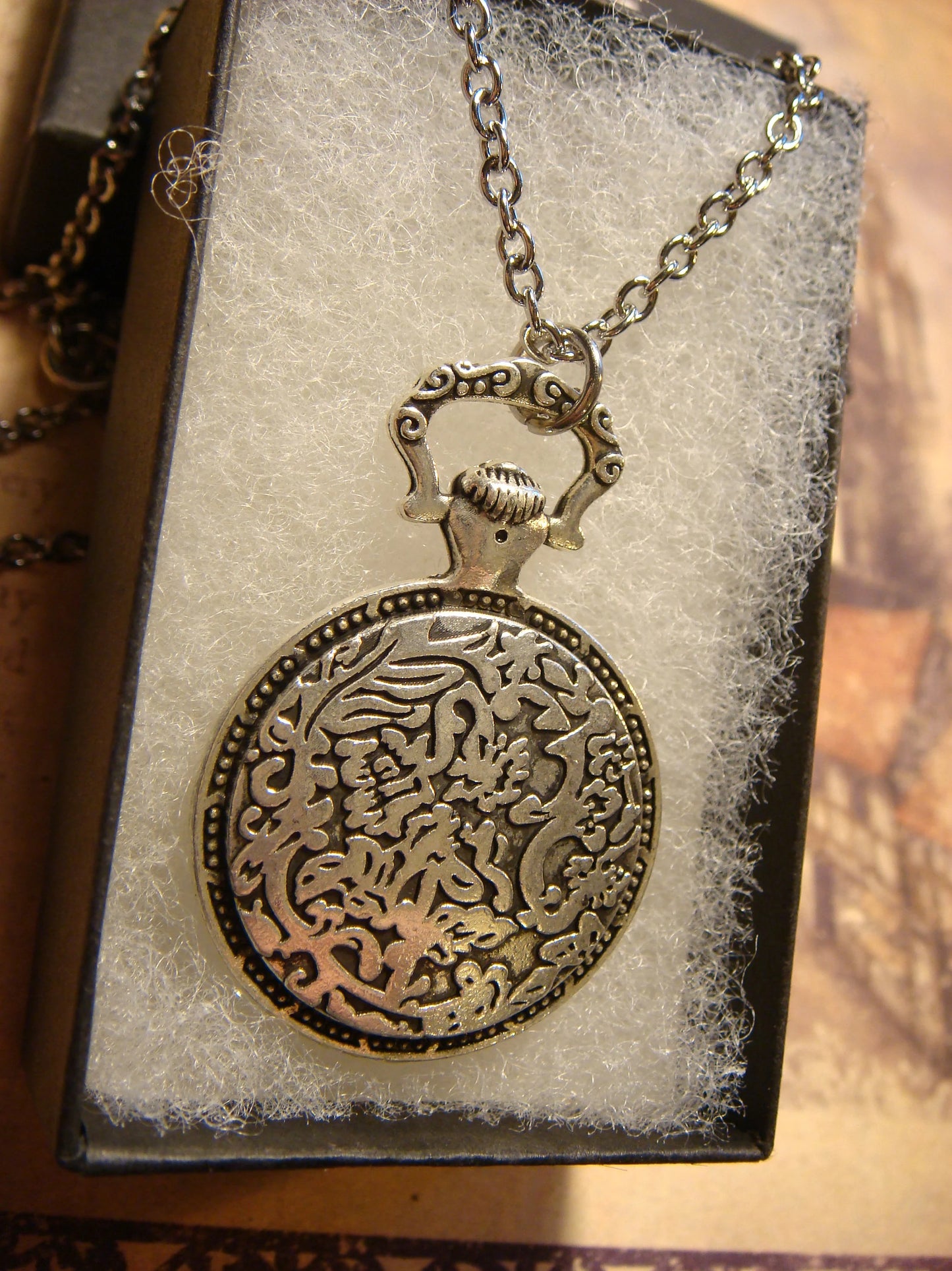 Hummingbird over Map Pocket Watch Pendant Necklace
