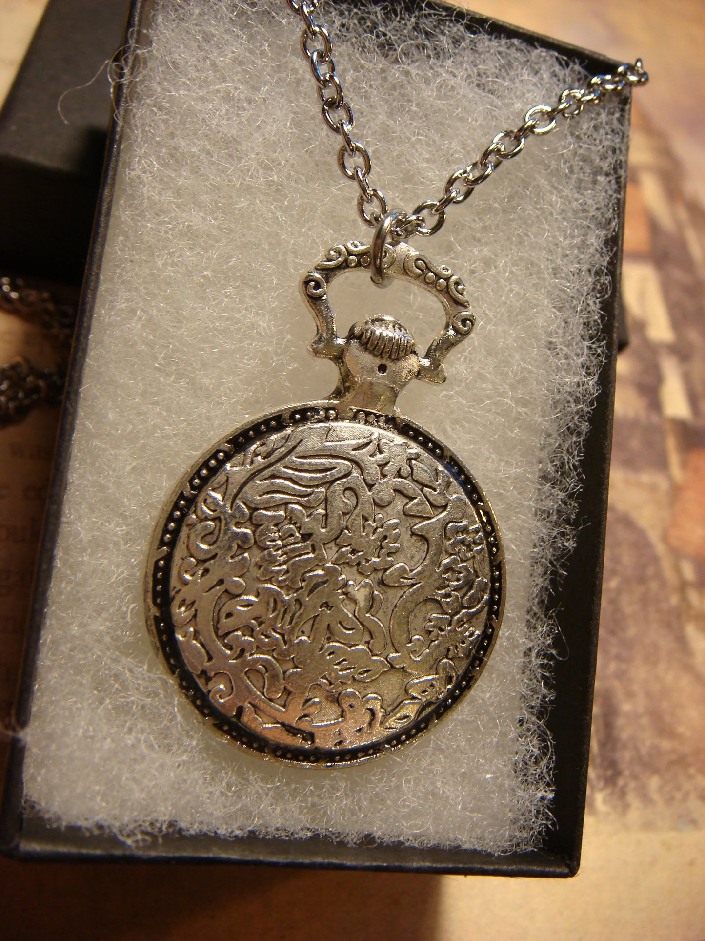 Mermaid over Map Pocket Watch Pendant Necklace
