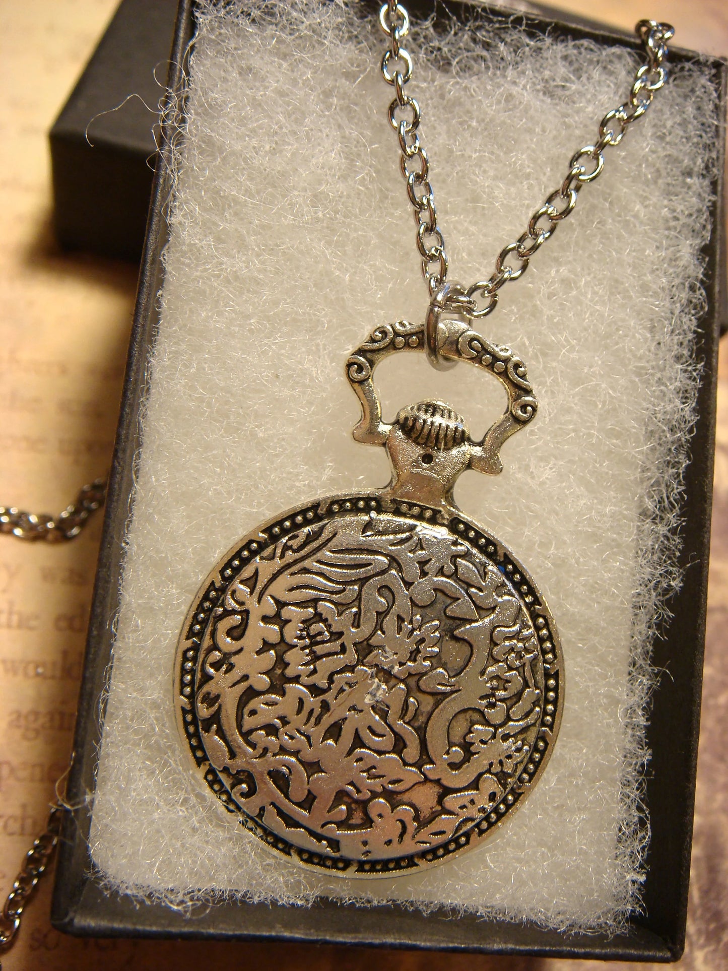Mermaid over Map Pocket Watch Pendant Necklace