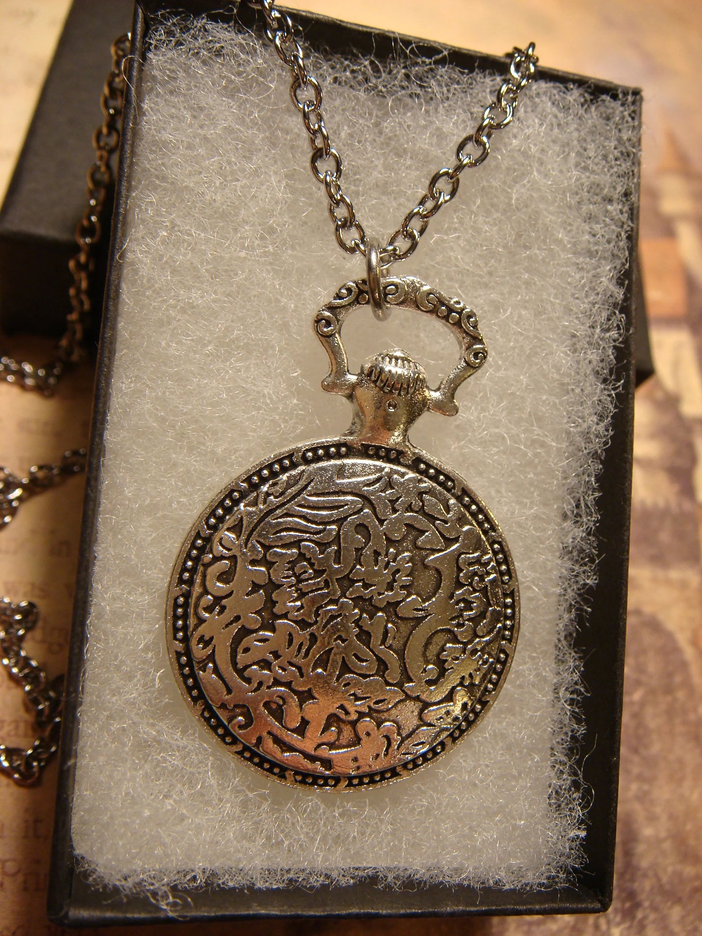 Dragonfly over Map Pocket Watch Pendant Necklace