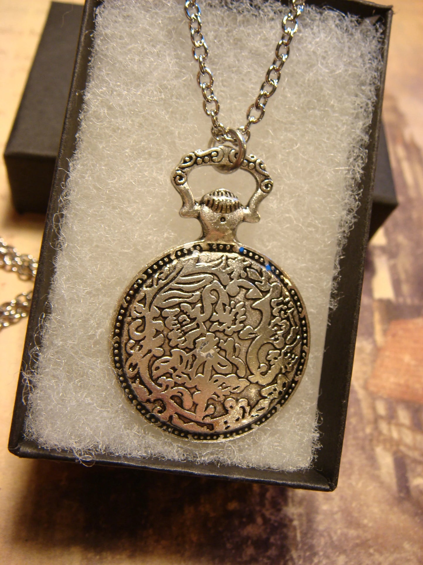 Octopus over Clock Pocket Watch Pendant Necklace