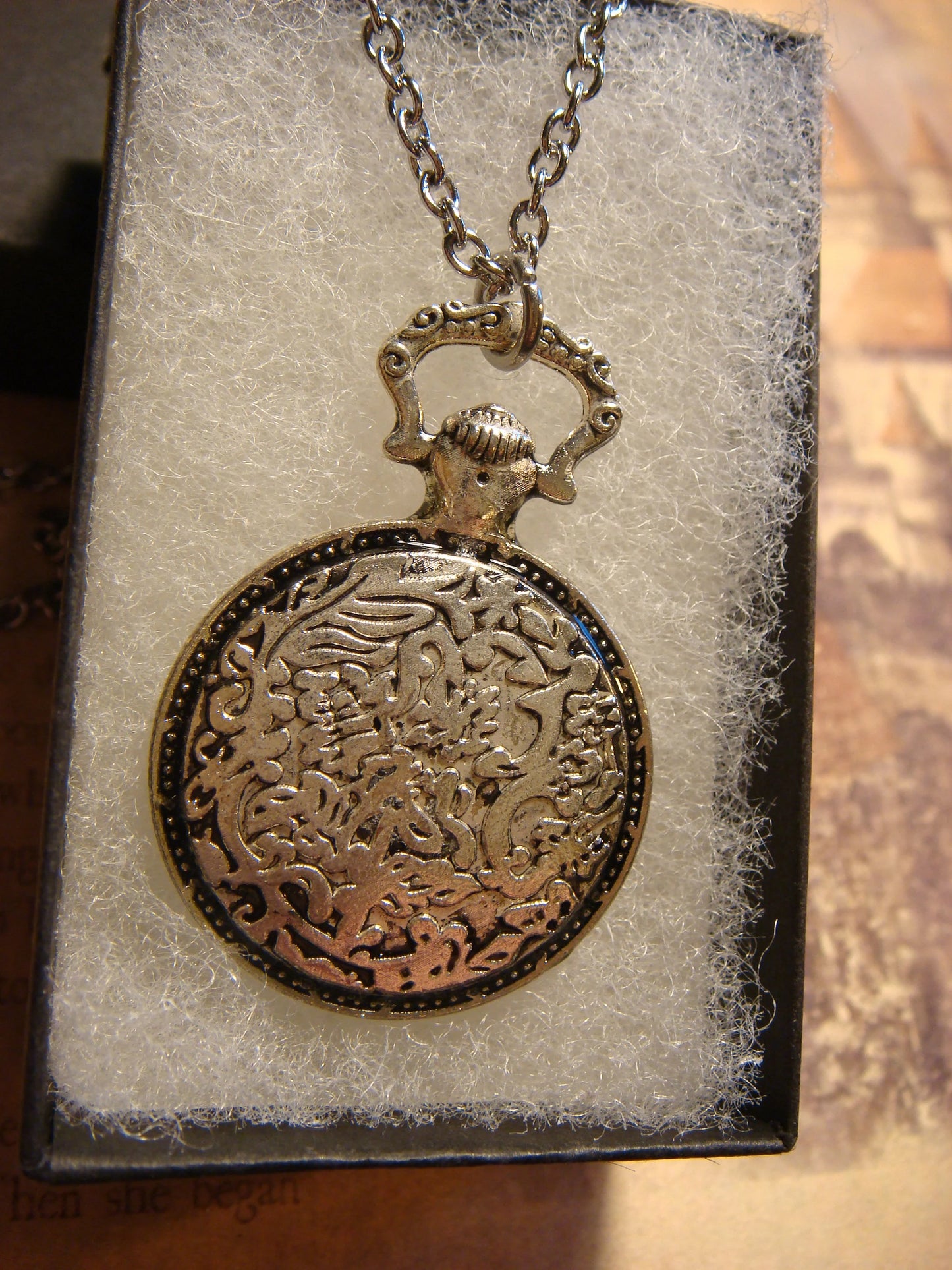 Dragonfly over Map Pocket Watch Pendant Necklace