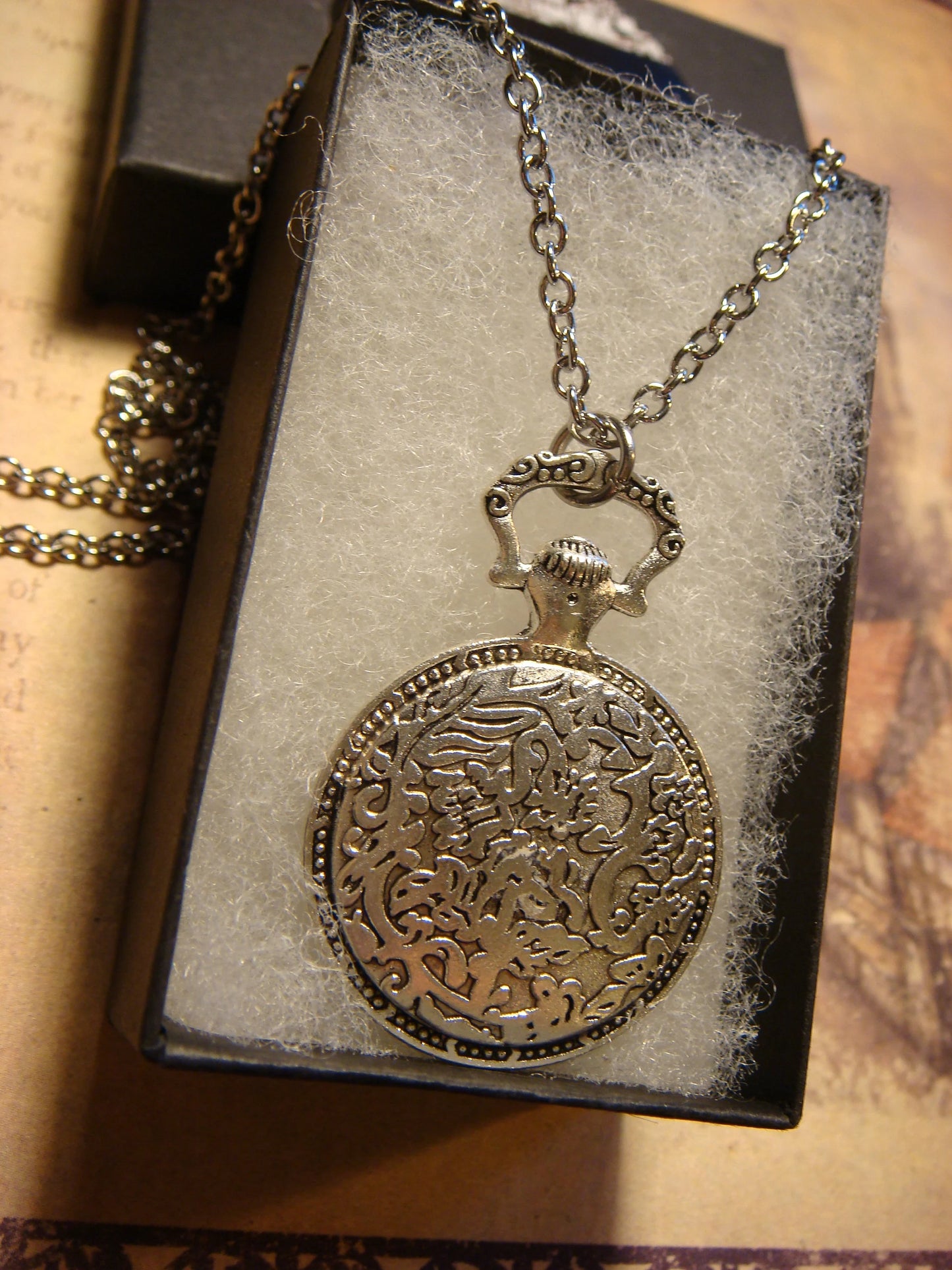 Dragon over Colorful Clock Pocket Watch Pendant Necklace