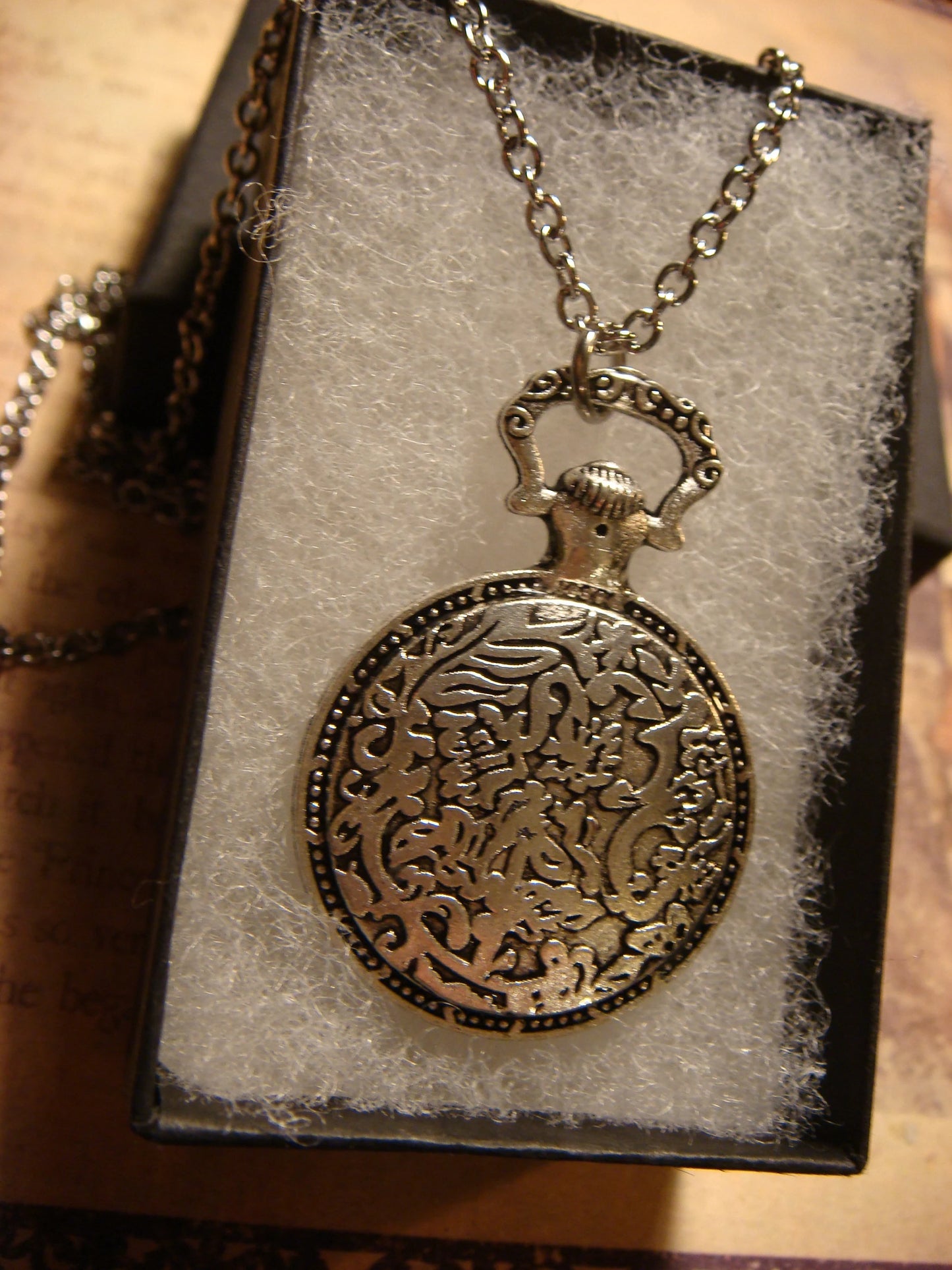 Unicorn over Colorful Clock Pocket Watch Pendant Necklace