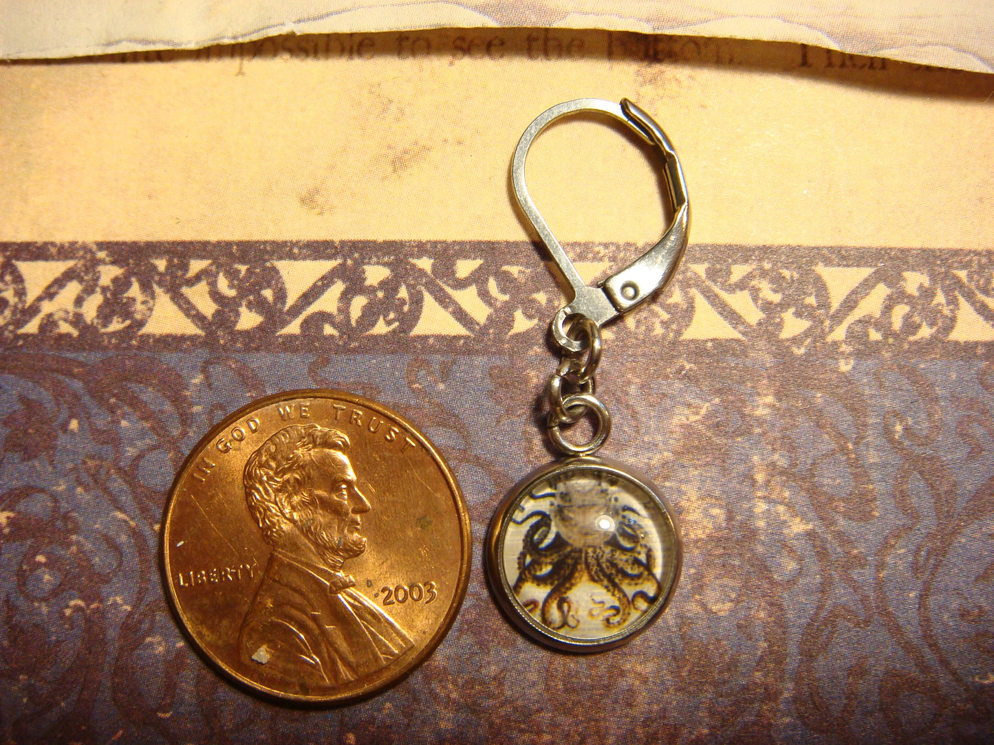 Octopus Image Stainless Steel Dangle Earrings