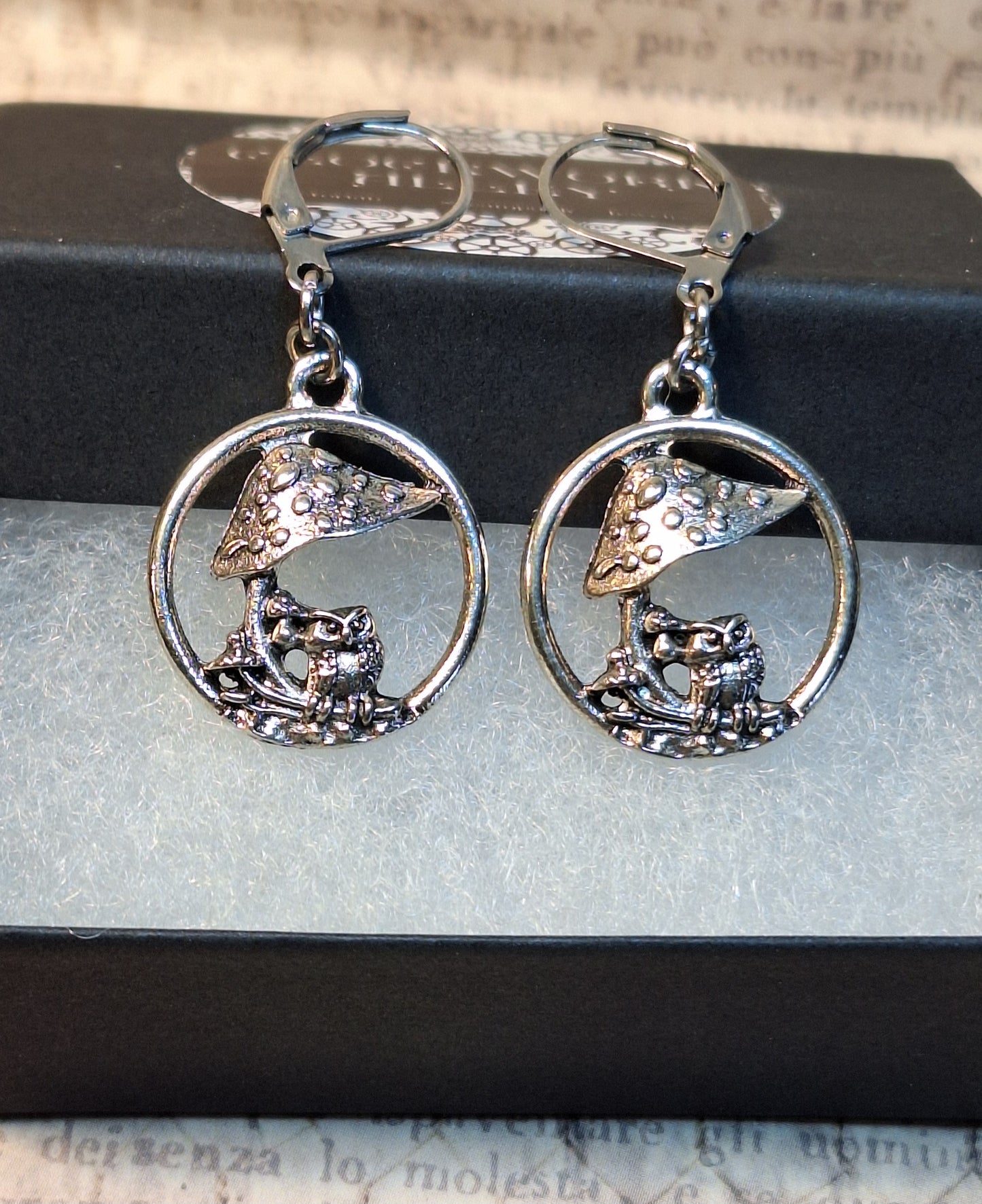 Mushroom Owl Earrings