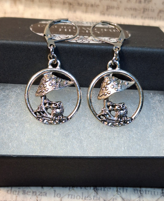 Mushroom Owl Earrings