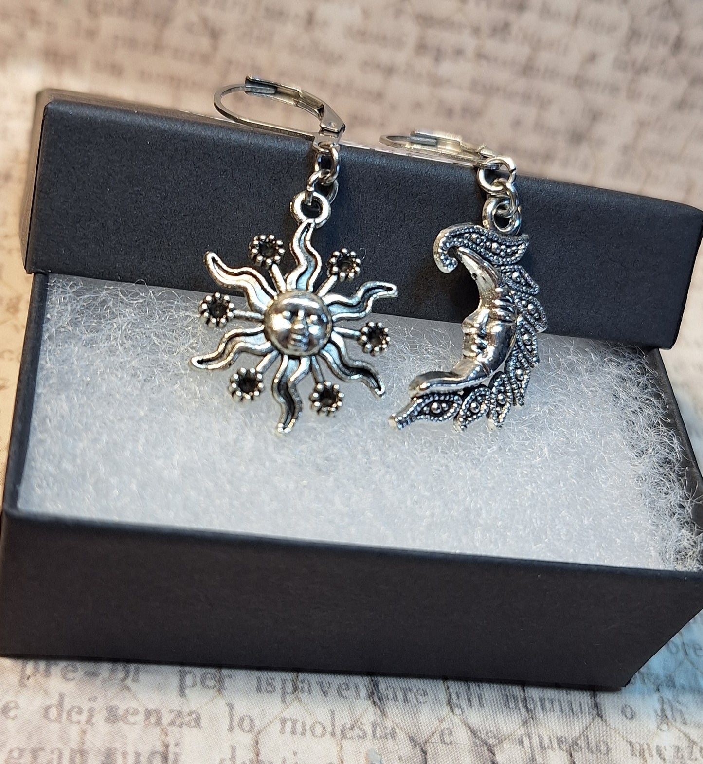 Sun and Moon Dangle Earrings