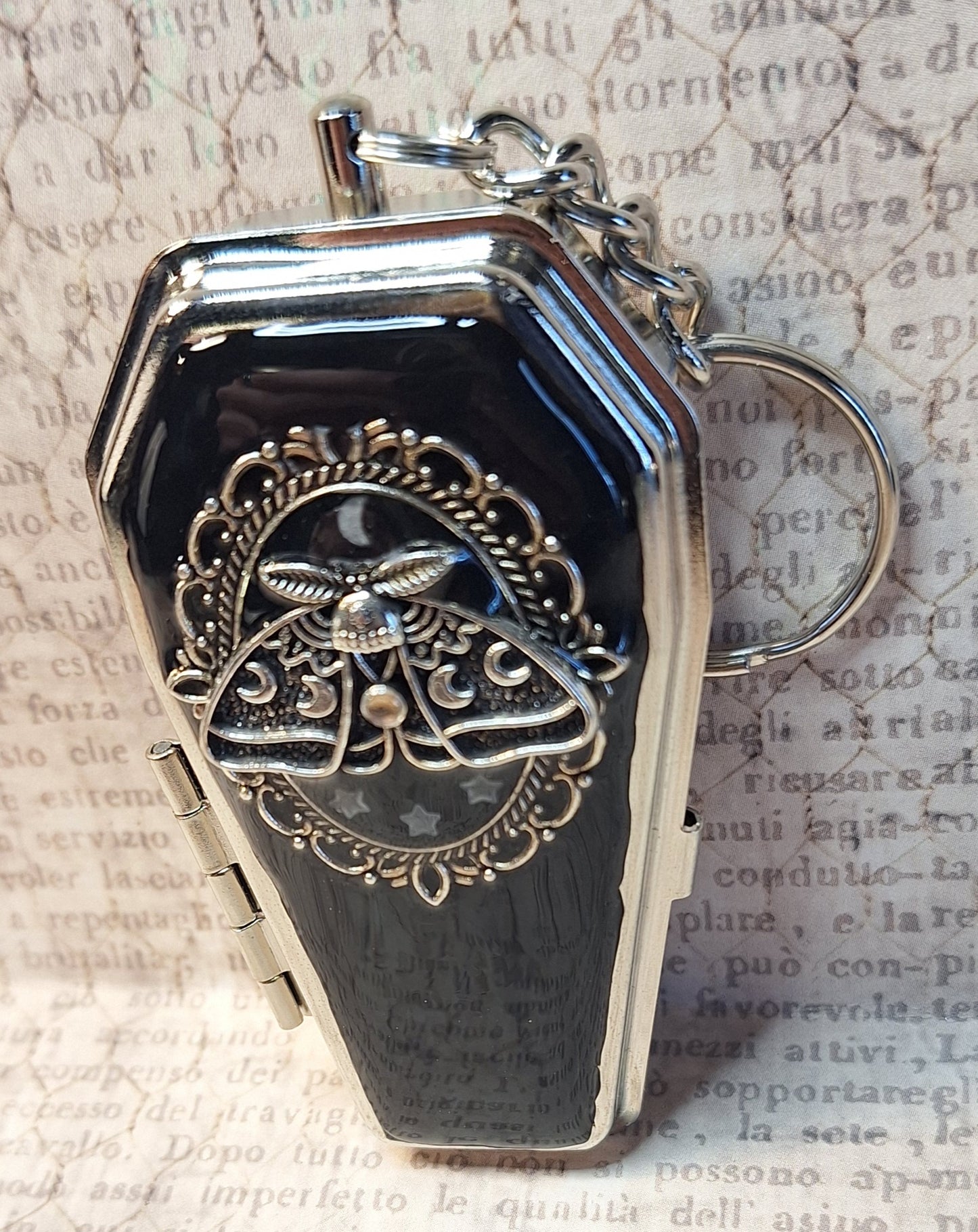 Lunar Moth Trinket Box Key Chain with Glow in the Dark Stars