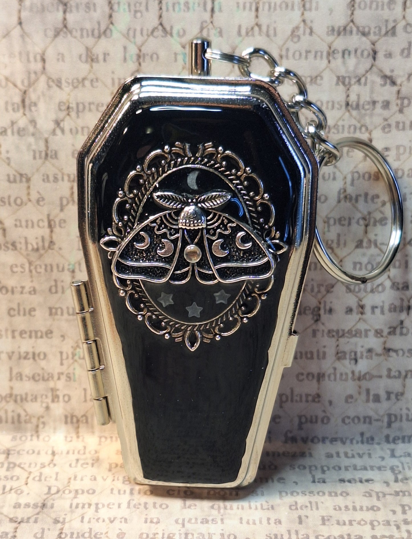 Lunar Moth Trinket Box Key Chain with Glow in the Dark Stars