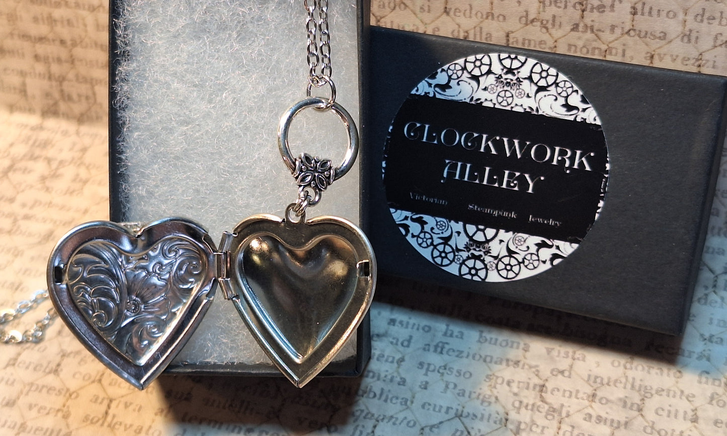 Black Coffin Heart Locket Necklace